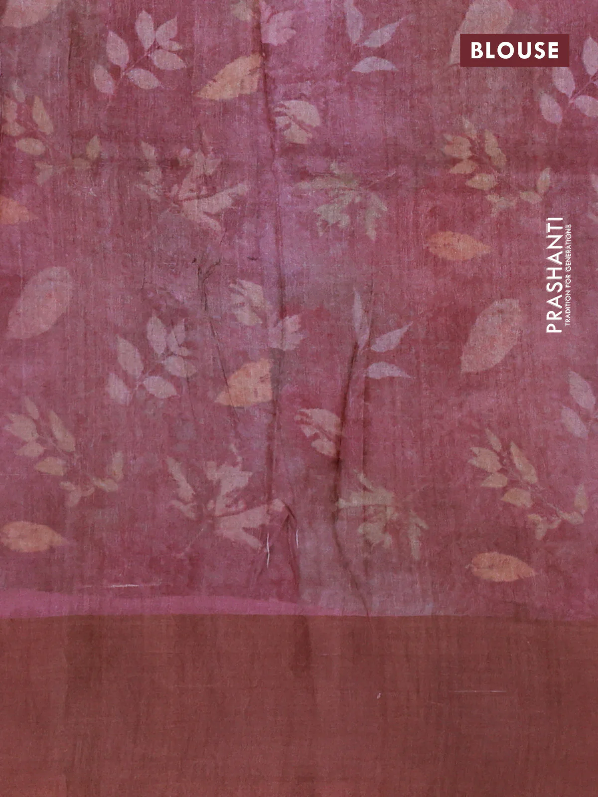 Pure tussar silk saree pastel maroon shade with allover floral digital prints and zari woven border - Image 3