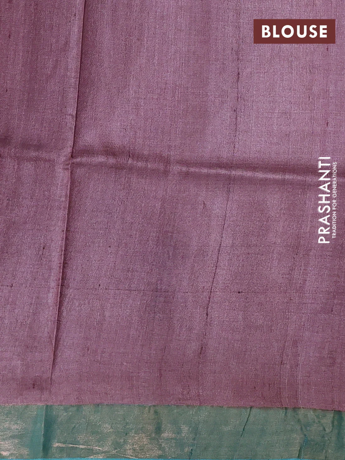 Pure tussar silk saree pastel pink and teal green with allover hand painted prints and zari woven border - Image 3