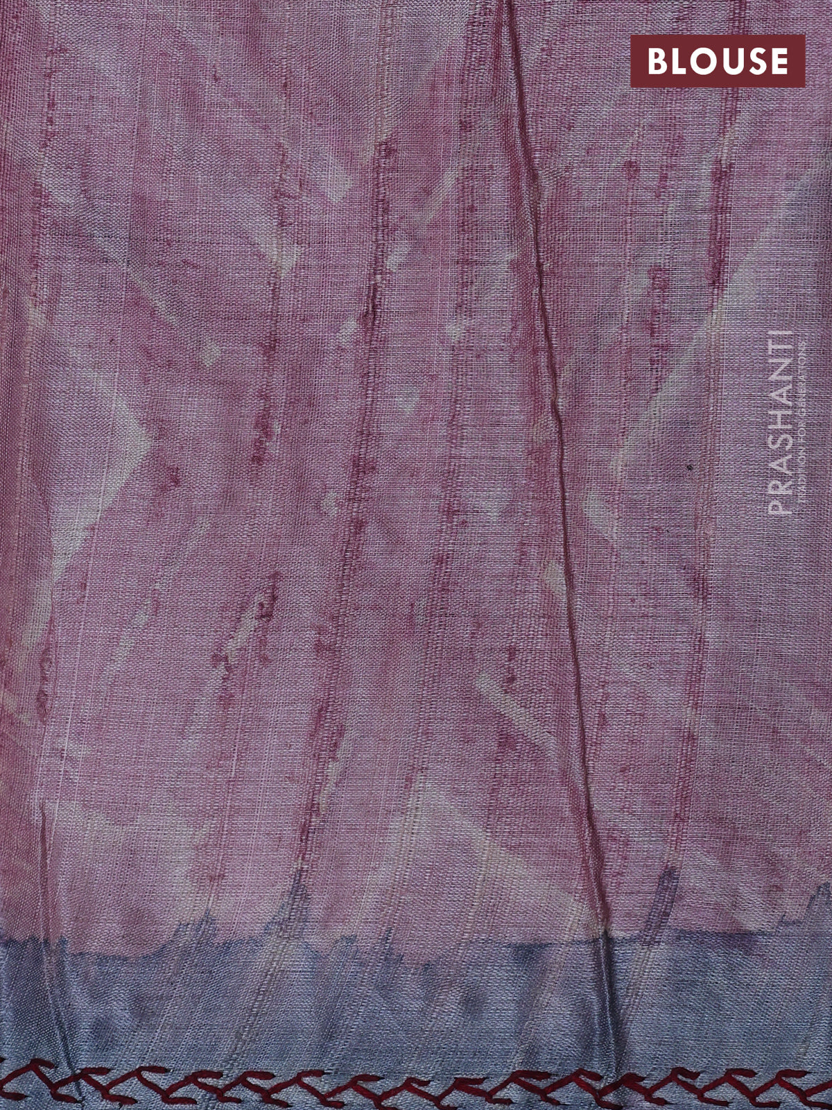 Pure tussar silk saree pastel pink shade and grey with allover geometric prints and embroidery work pallu - Image 4
