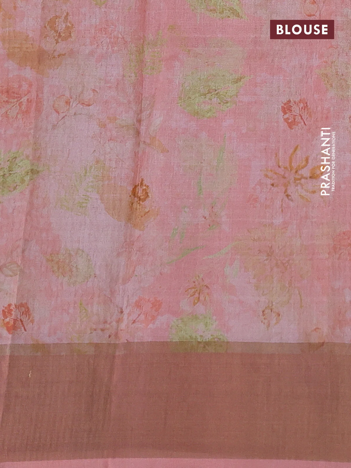 Pure tussar silk saree pastel pink with allover digital prints and zari woven border - Image 3