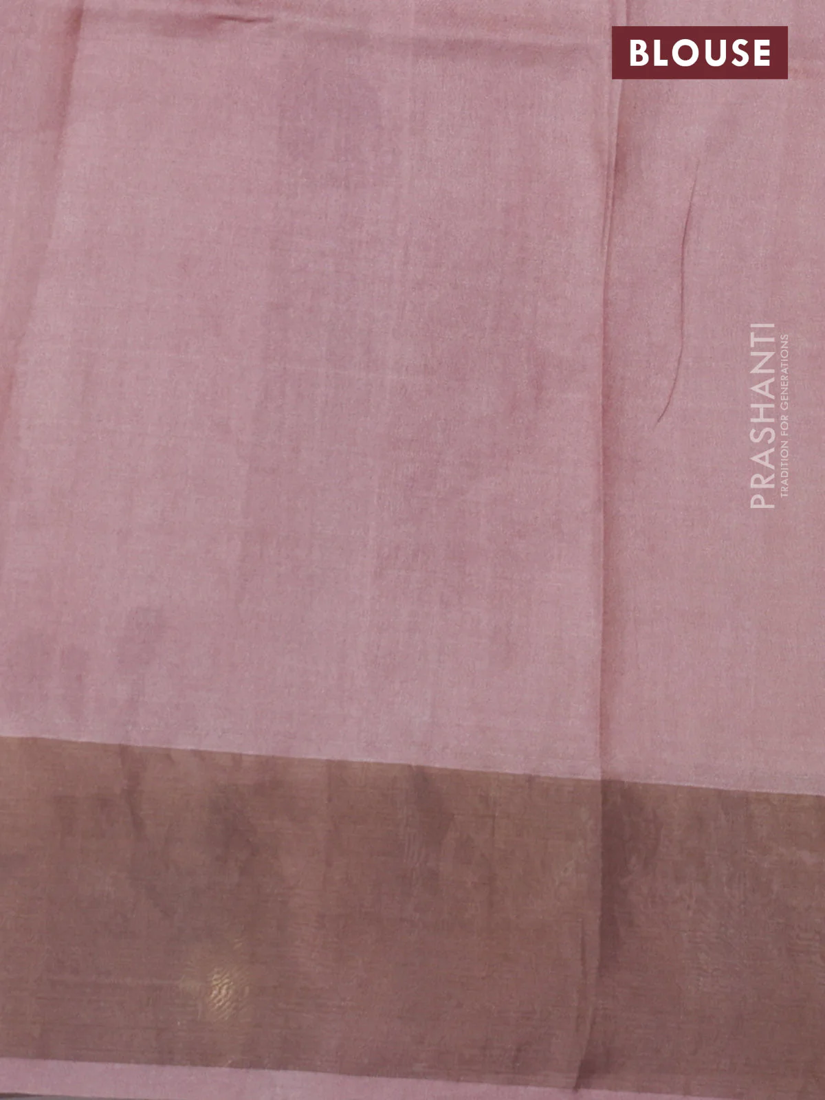 Pure tussar silk saree pastel pink with floral digital prints and zari woven border - Image 3