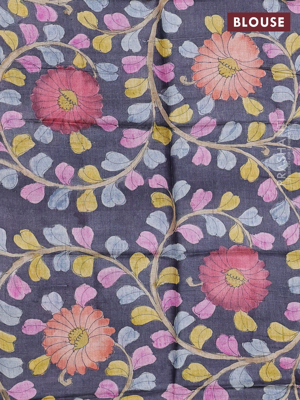 Pure tussar silk saree pastel purple and grey with allover zari checked pattern and zari woven border - Image 3