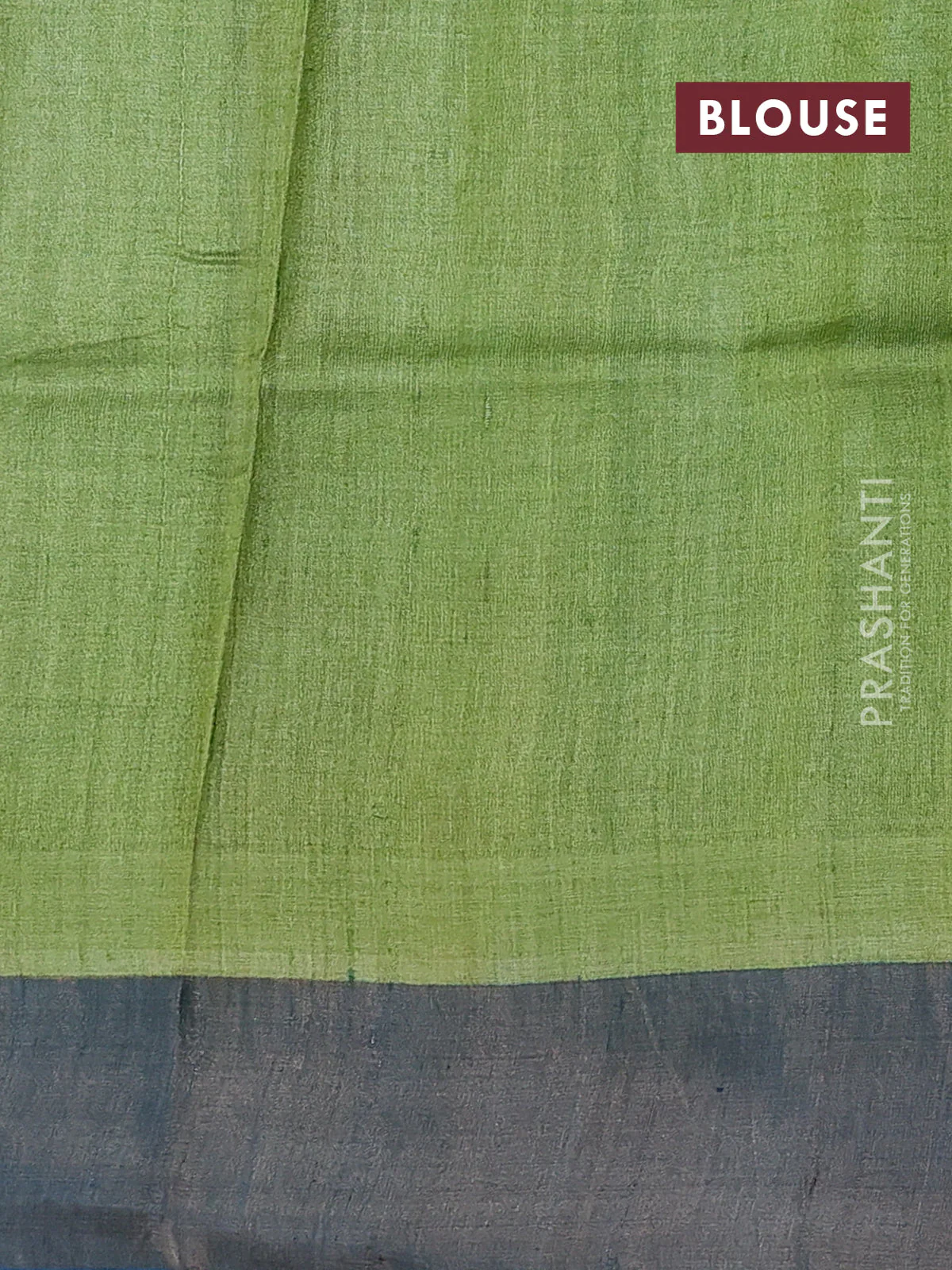 Pure tussar silk saree peach shade and bluish grey with allover kalamkari hand painted prints and zari woven border - Image 3
