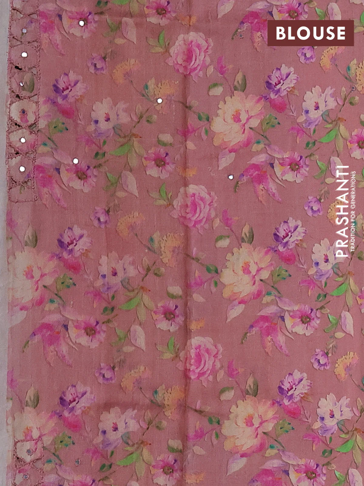 Pure tussar silk saree peach shade with floral digital prints and cut work border - Image 4