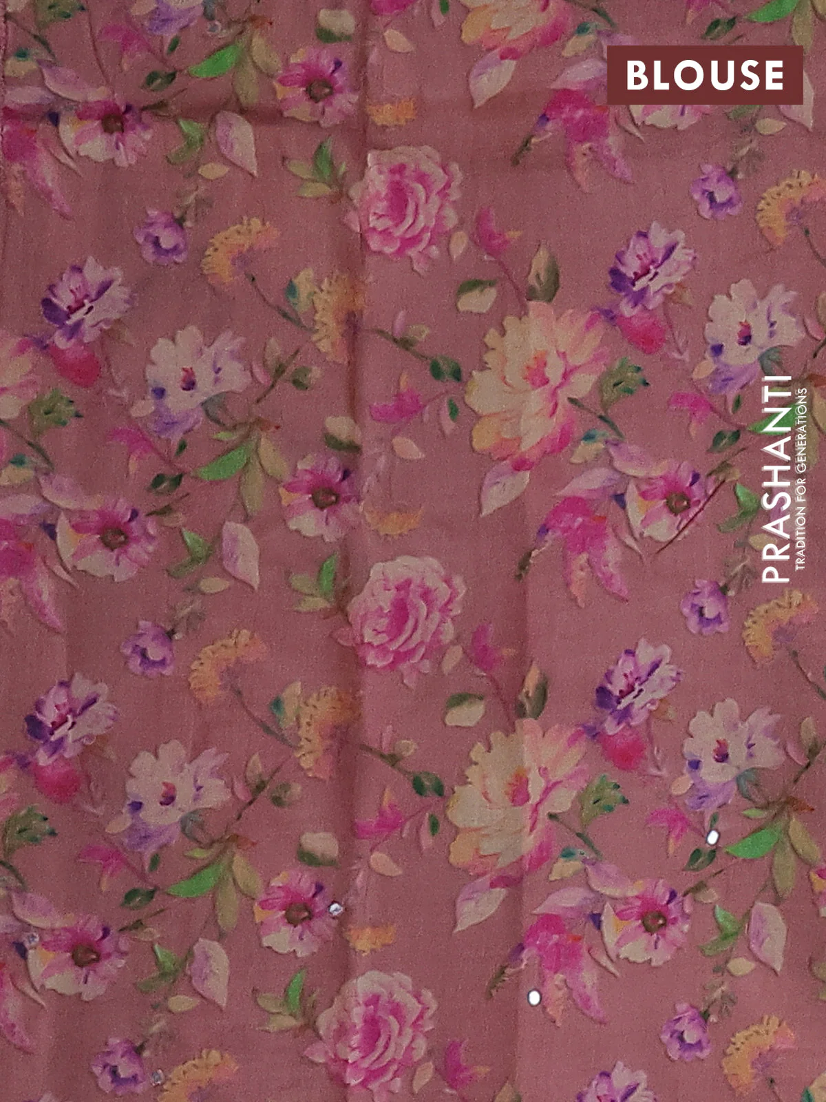 Pure tussar silk saree peach shade with floral digital prints and cut work border - Image 4