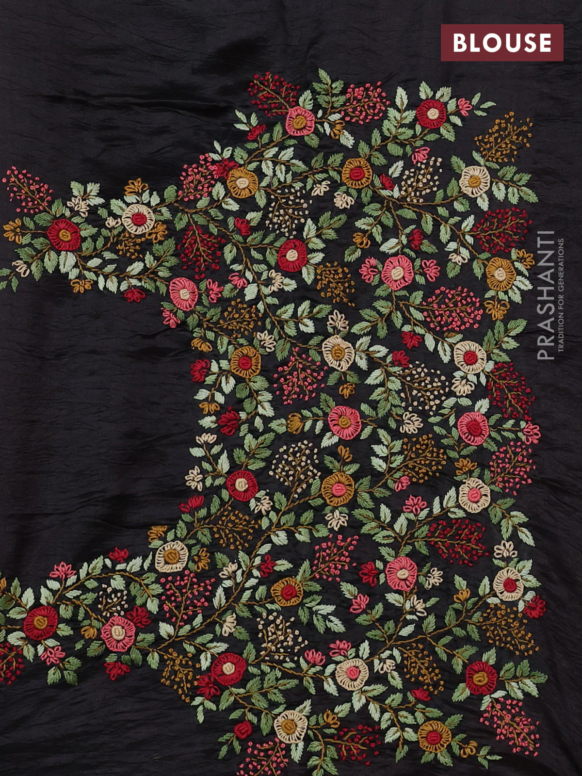 Pure tussar silk saree pink and black with allover zari checks and zari woven border - Image 3