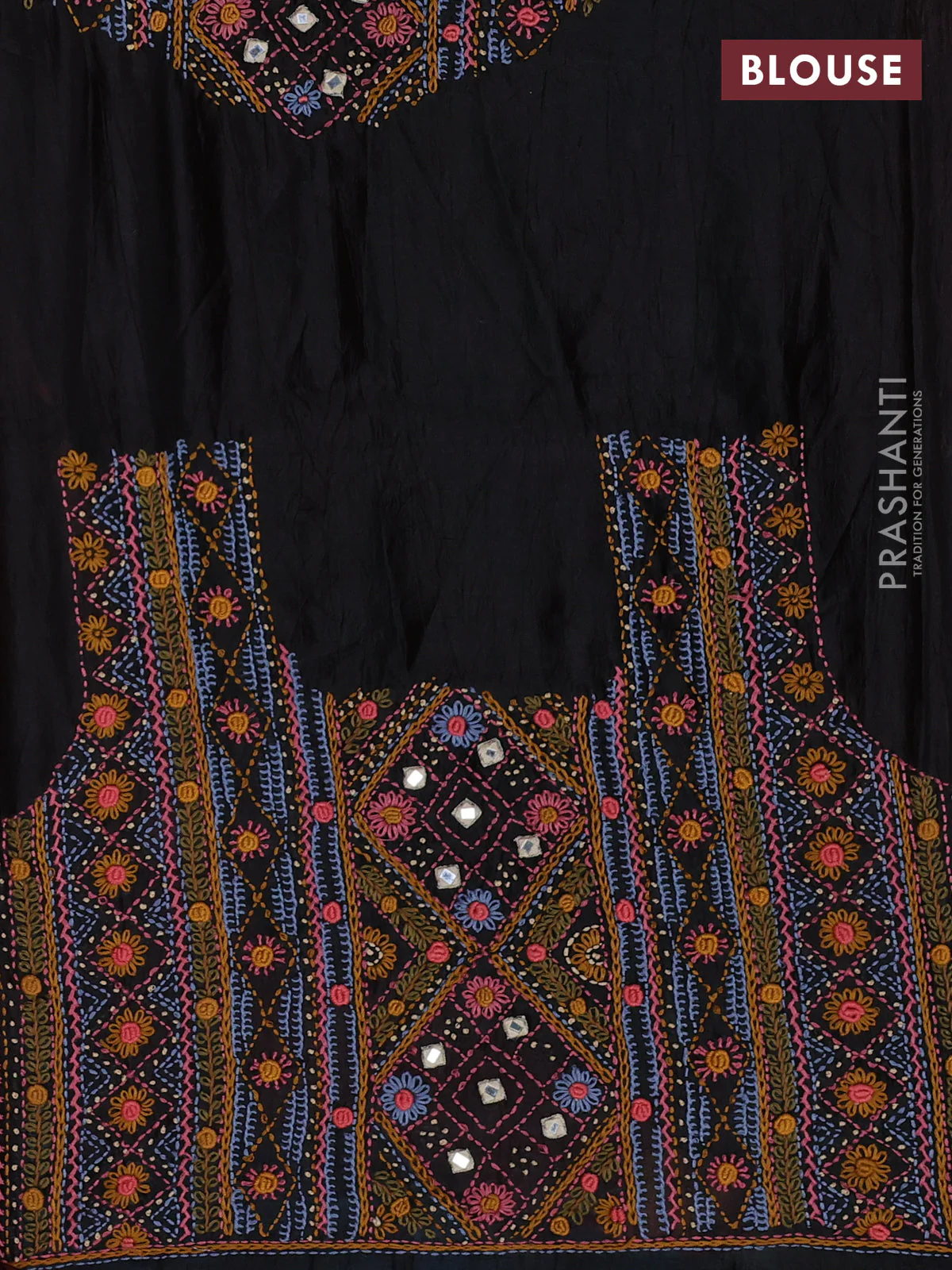 Pure tussar silk saree pink and black with allover zari checks and zari woven border - Image 3