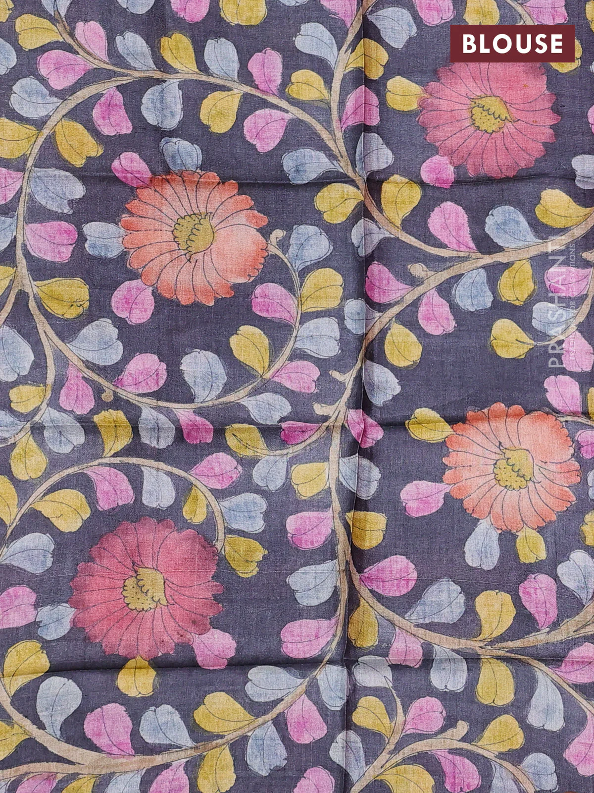 Pure tussar silk saree pink and grey with allover zari checked pattern and zari woven border - Image 3
