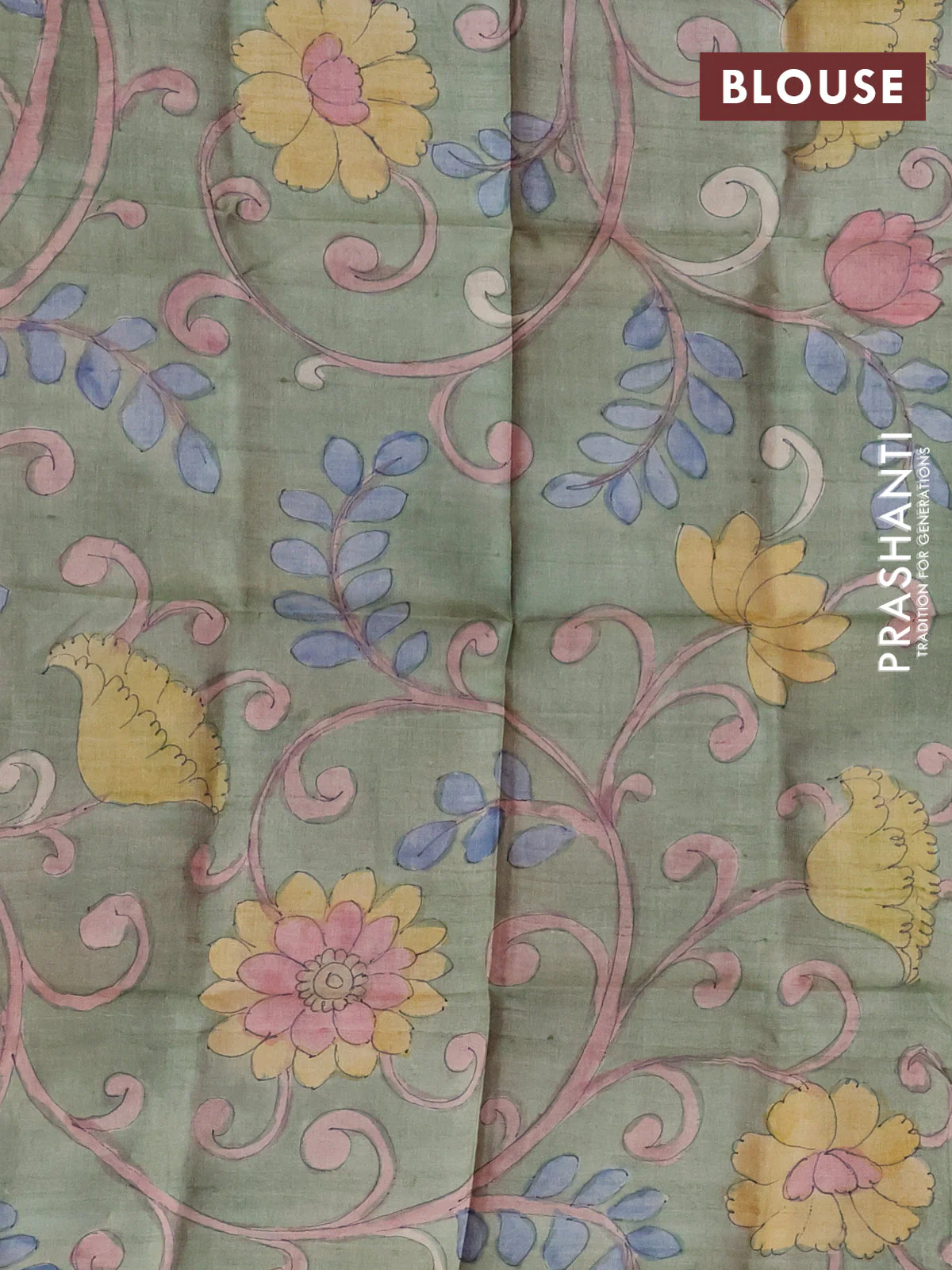 Pure Tussar Silk Saree pink and pastel green with allover zari checked pattern and zari woven border - Image 3