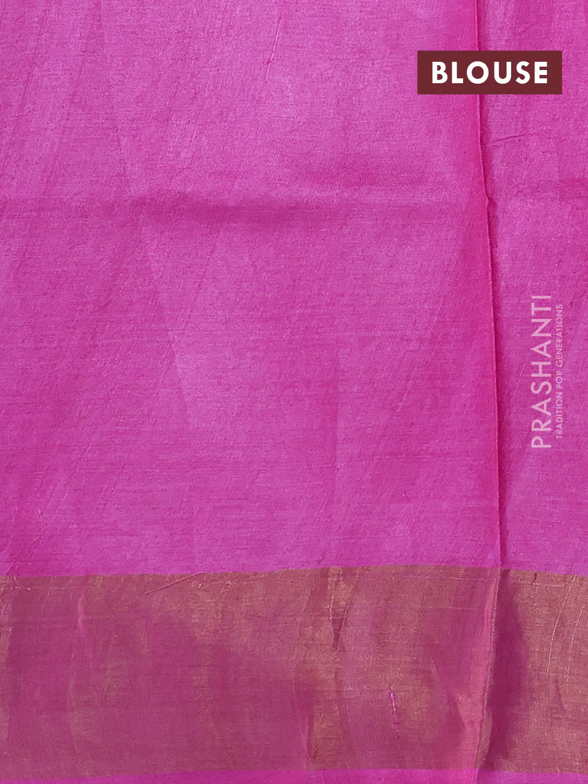 Pure tussar silk saree pink with allover prints and zari woven border - Image 3