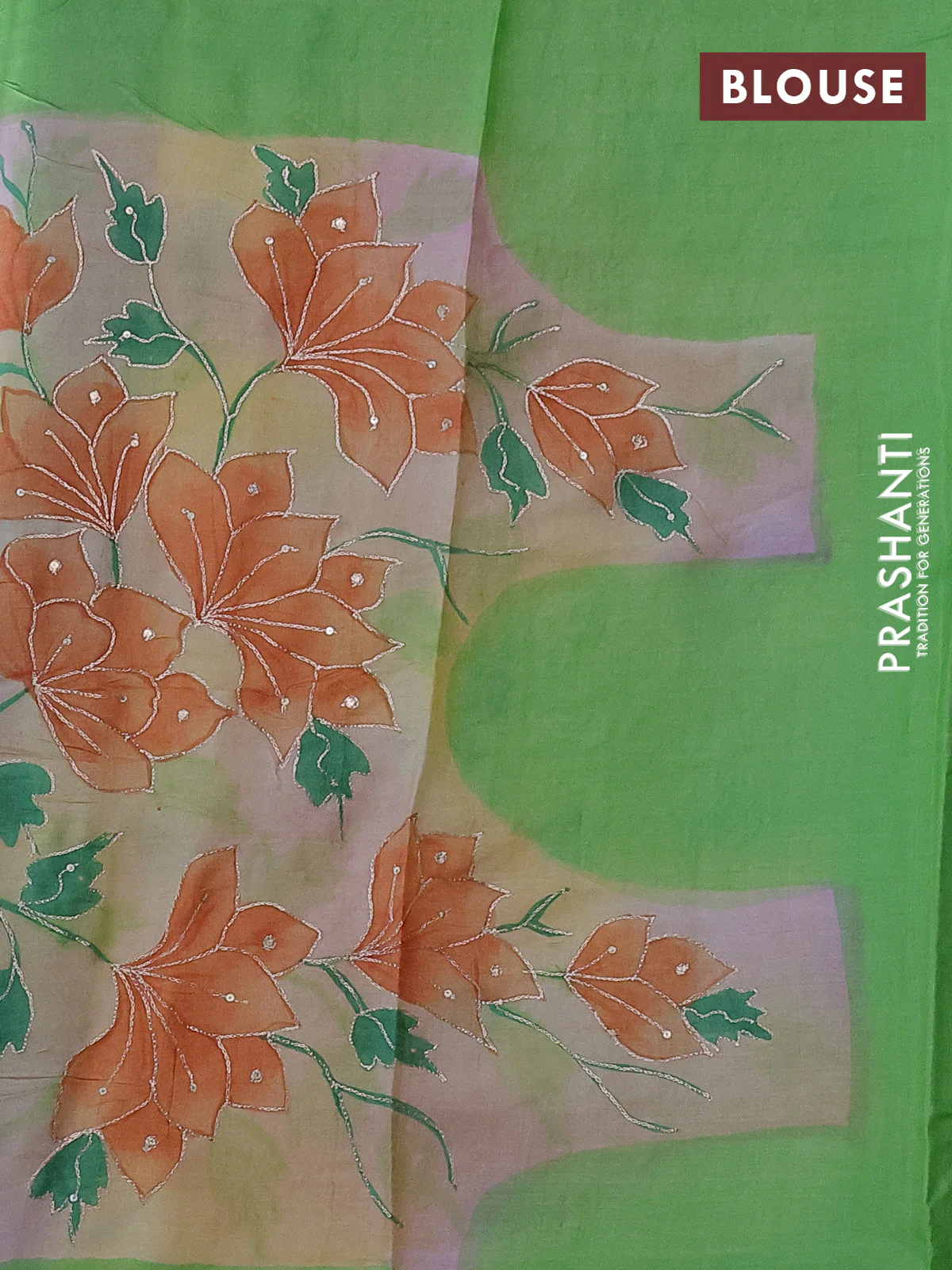 Pure tussar silk saree purple and beige with tie & dye prints & pita work and embroidery pallu - Image 4