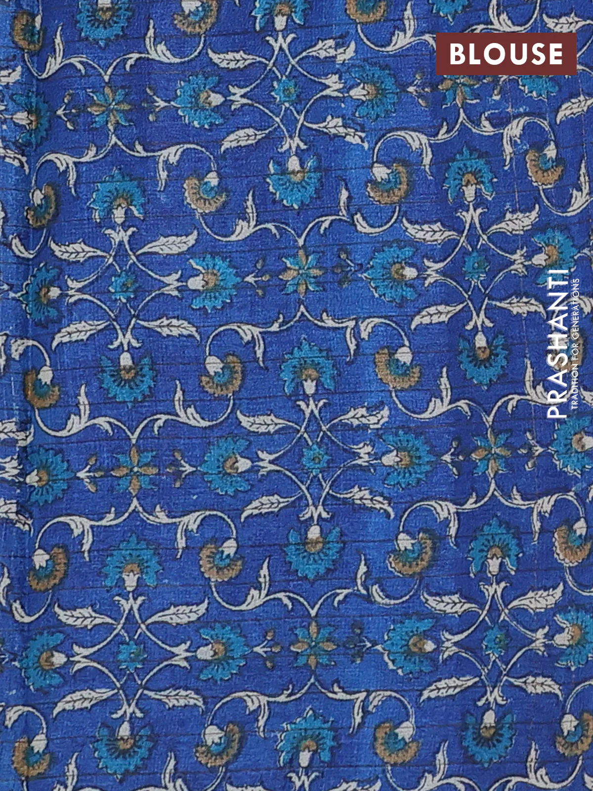 Pure tussar silk saree purple and blue with allover zari checked pattern and kalamkari printed border - Image 3