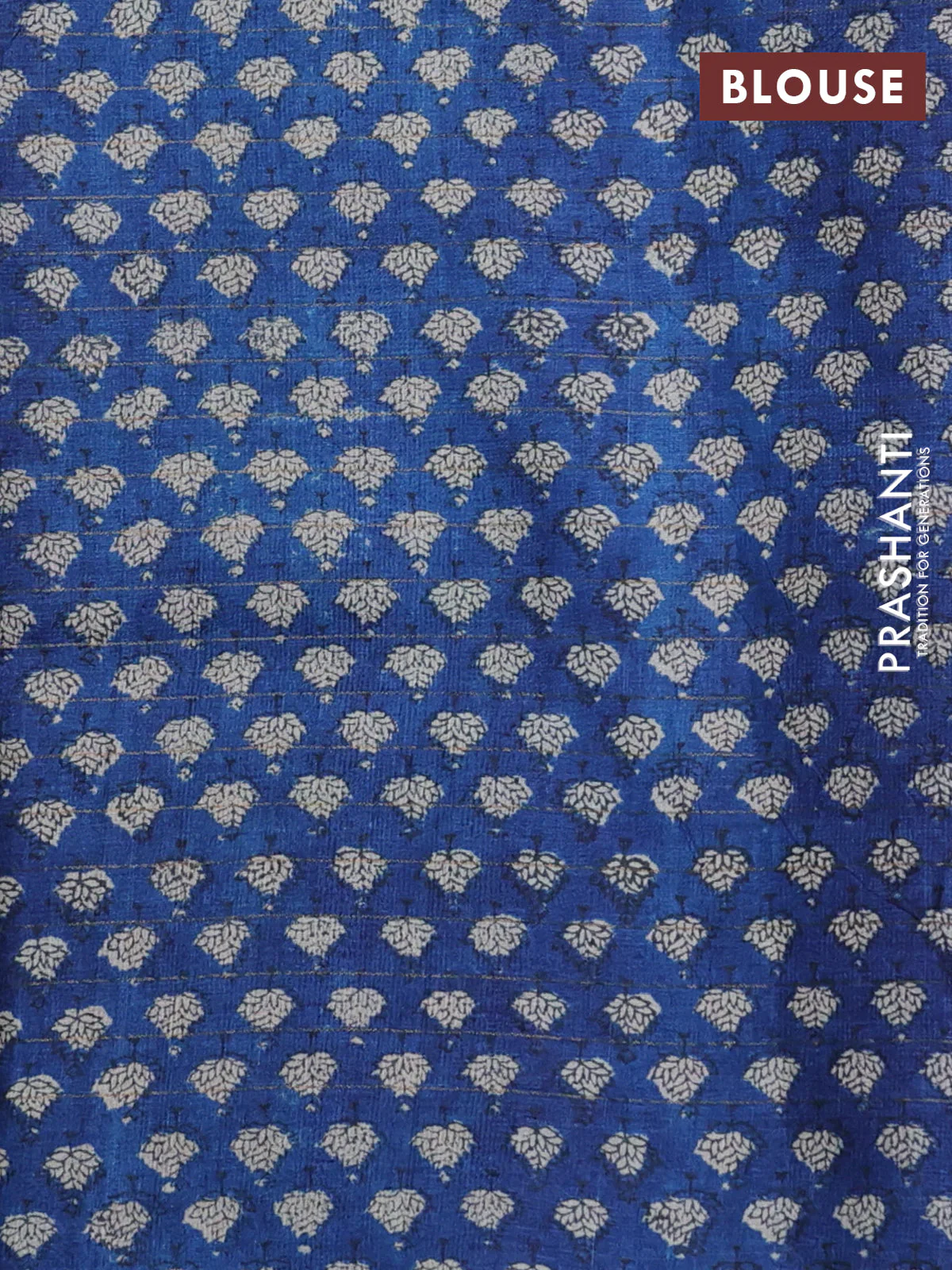 Pure tussar silk saree purple and blue with allover zari checked pattern and printed border - Image 3