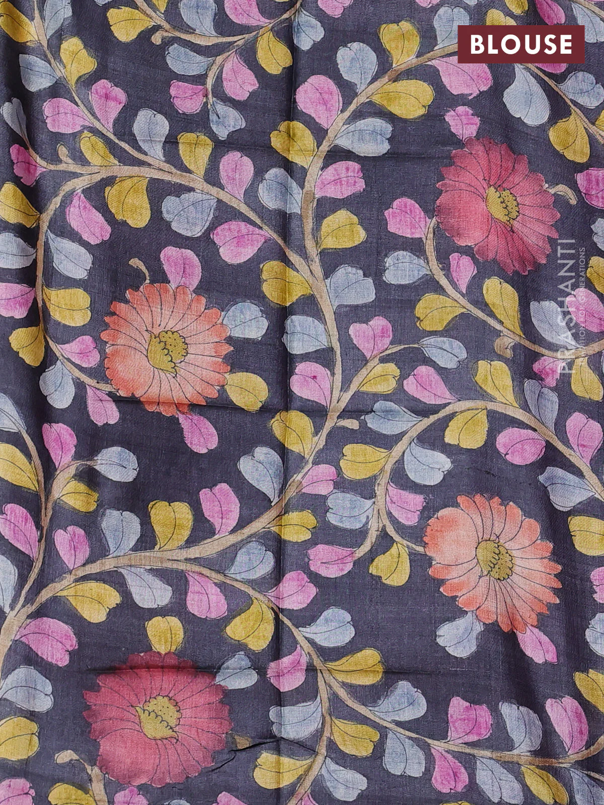 Pure tussar silk saree purple and grey with allover zari checked pattern and zari woven border - Image 3
