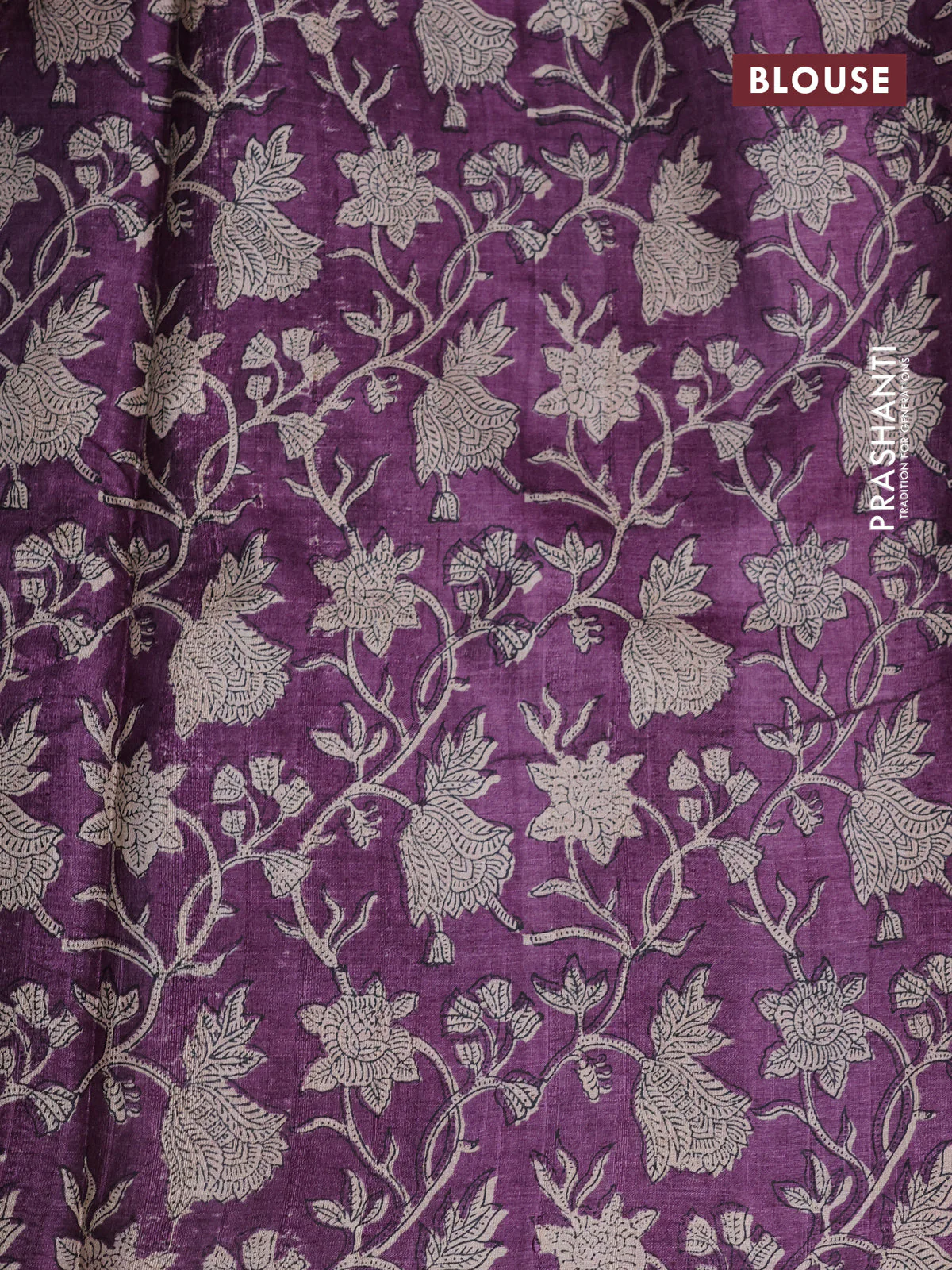 Pure tussar silk saree purple and multi colour with allover prints and printed border - Image 3