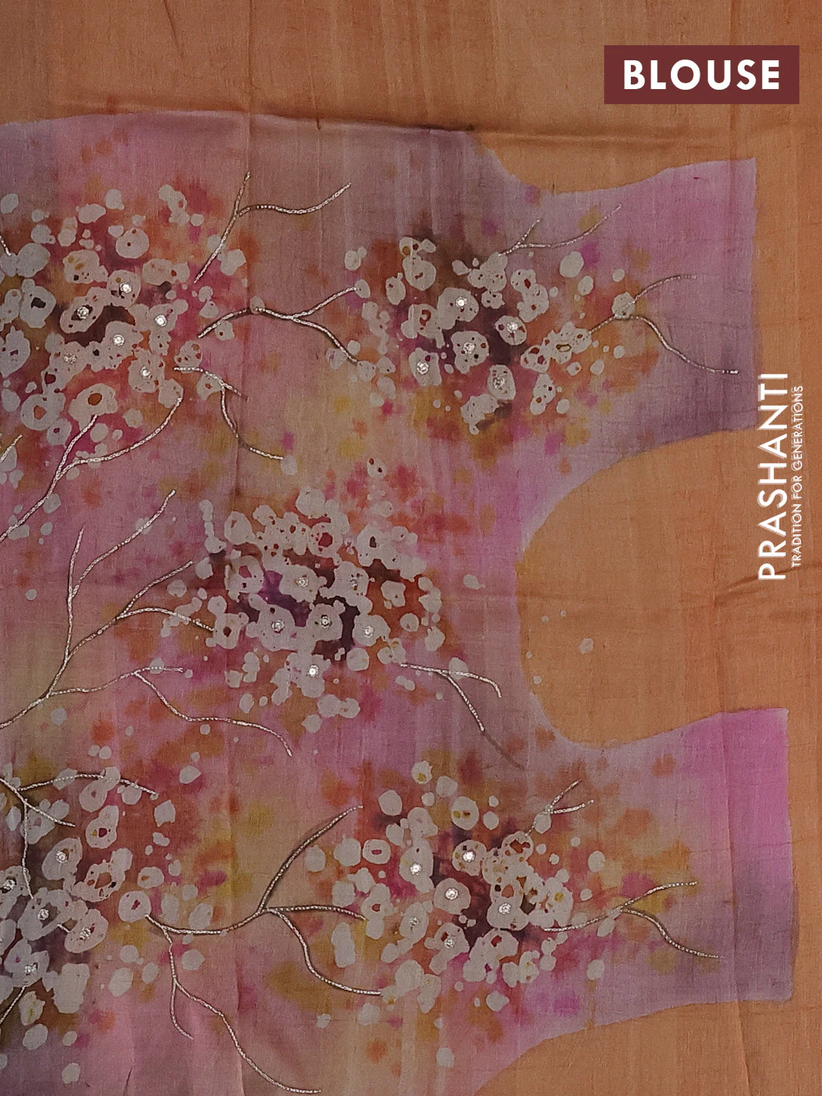 Pure tussar silk saree purple and multi colour with tie & dye prints & pita work and embroidery pallu - Image 4