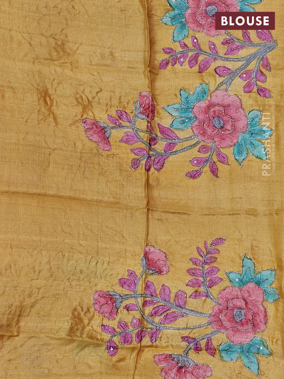 Pure tussar silk saree purple and mustard yellow with allover zari woven checked pattern and zari woven border - Image 3