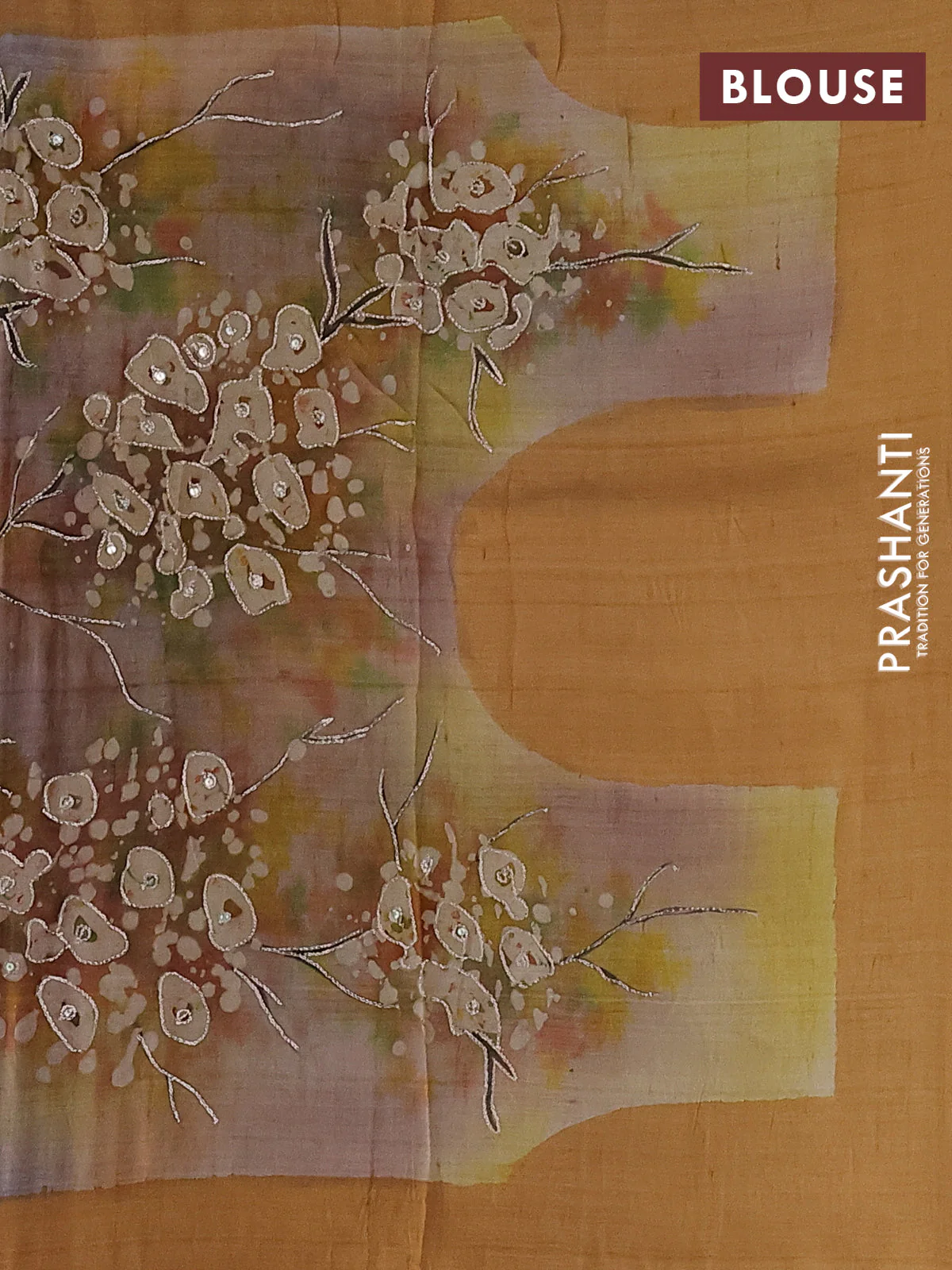 Pure tussar silk saree red and brown with tie & dye prints & pita work and embroidery pallu - Image 4