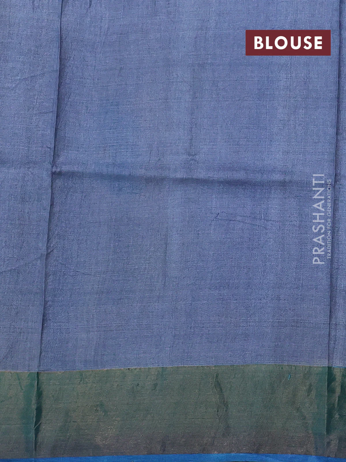 Pure tussar silk saree sandal and blue with allover hand painted prints and zari woven border - Image 3