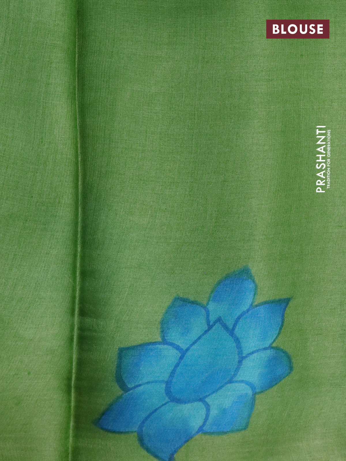 Pure tussar silk saree teal blue and green with plain body and pichwai hand painted pallu & border - Image 3