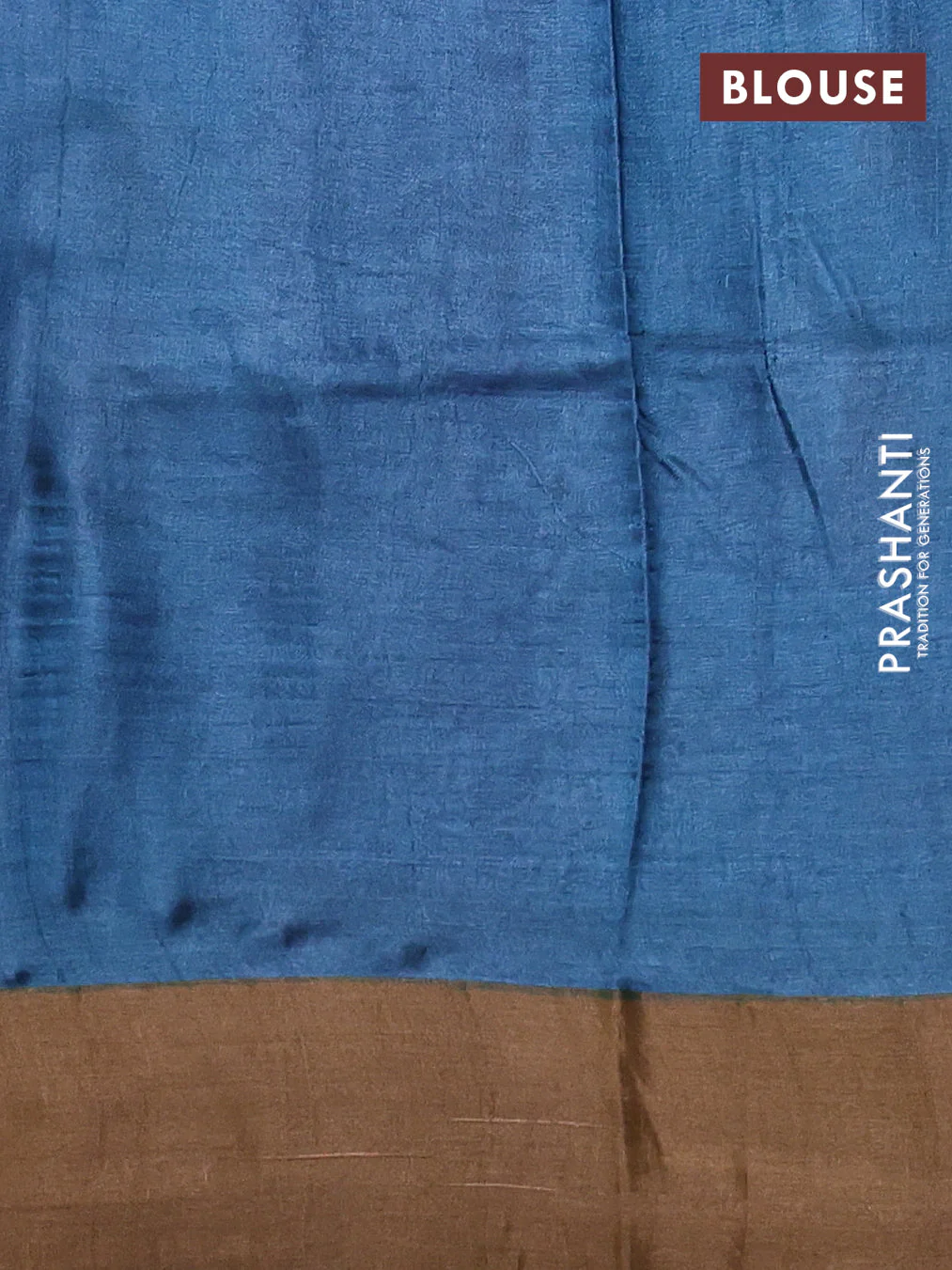 Pure tussar silk saree teal green and sandal with allover kalamkari hand painted prints and zari woven border - Image 3