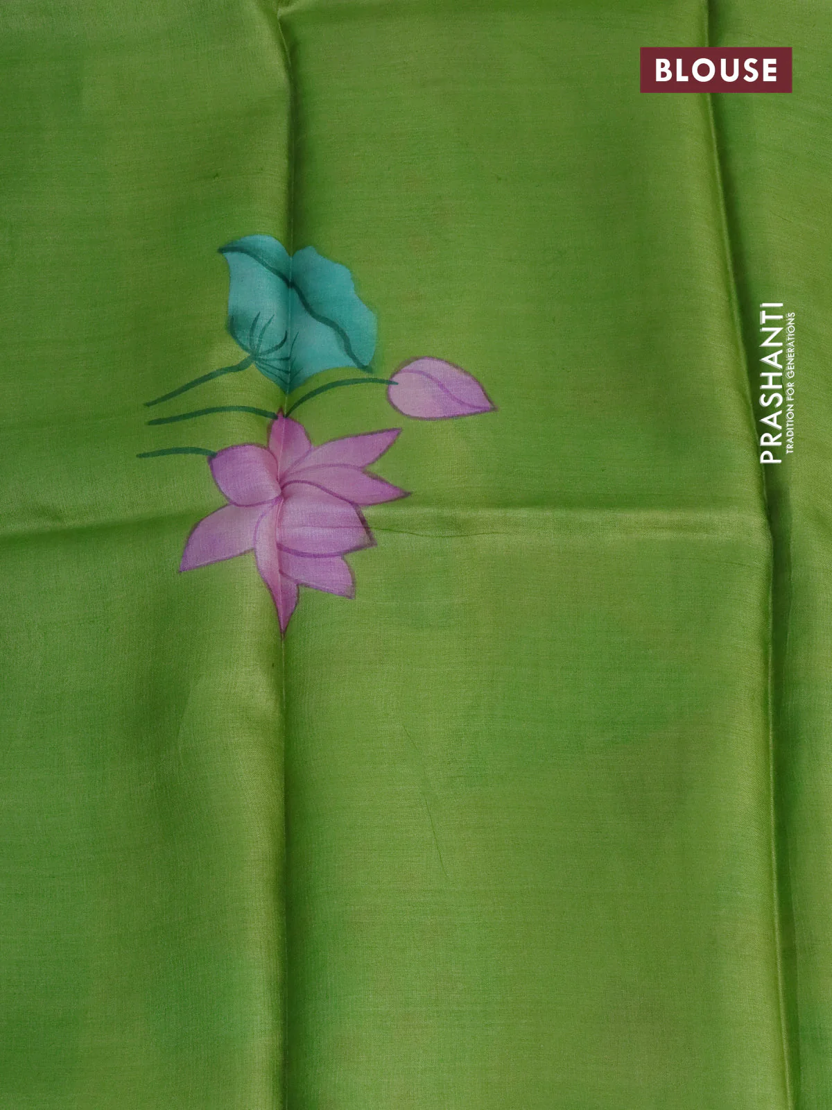 Pure tussar silk saree teal green shade and green with plain body and pichwai hand painted pallu & border - Image 3