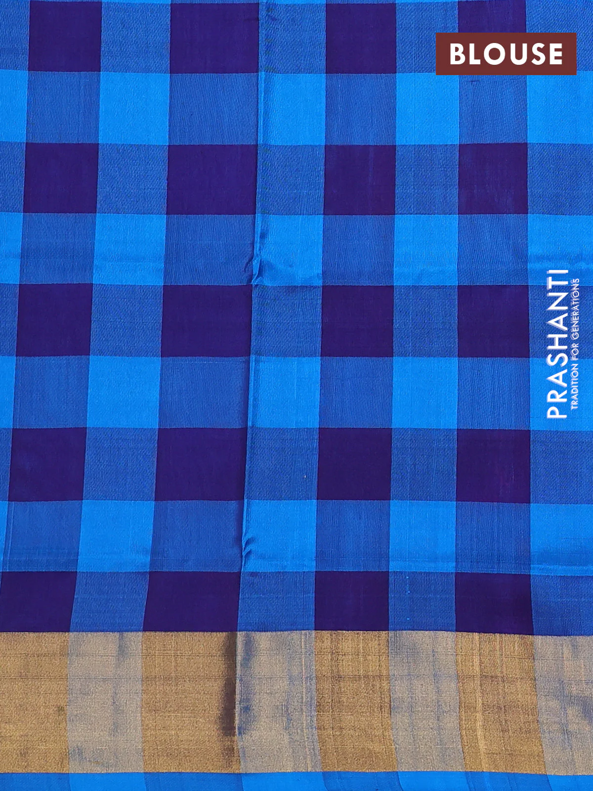 Pure uppada partly silk saree pink and blue with plain body and zari woven border - Image 3