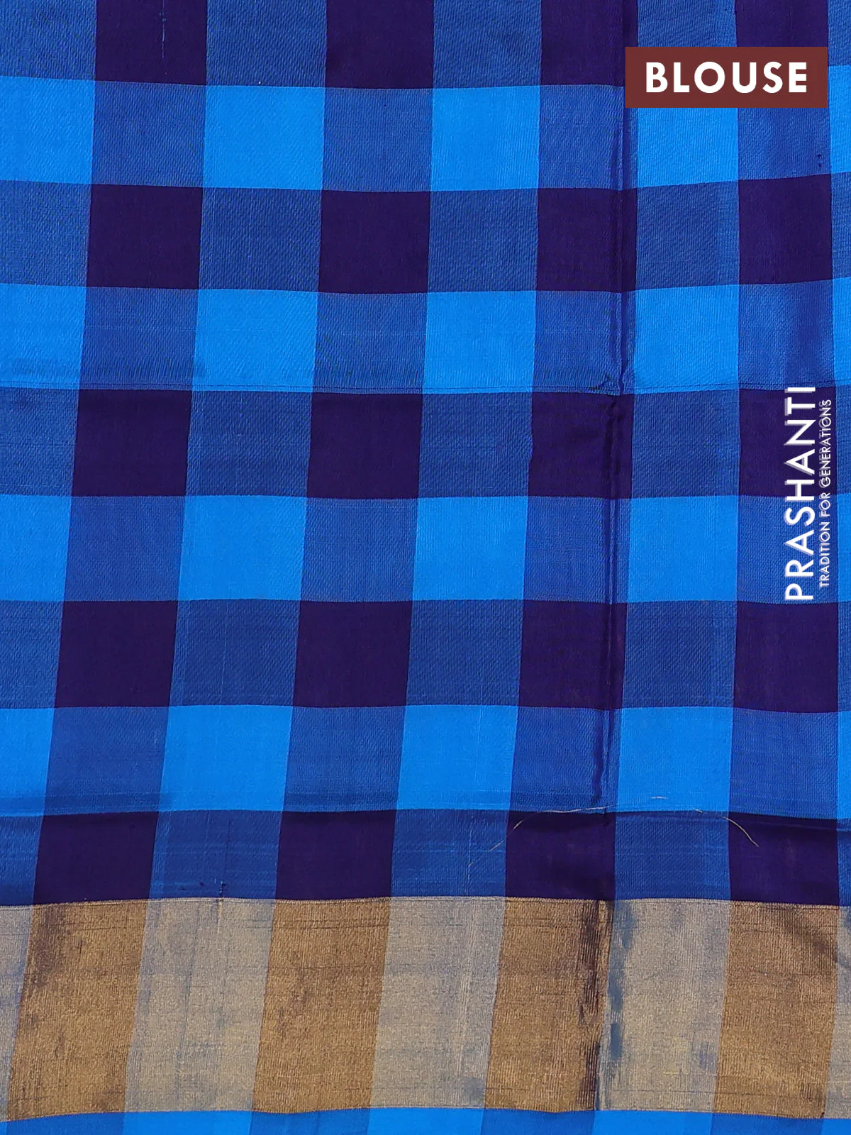 Pure uppada partly silk saree yellow and teal blue with plain body and zari woven border - Image 3