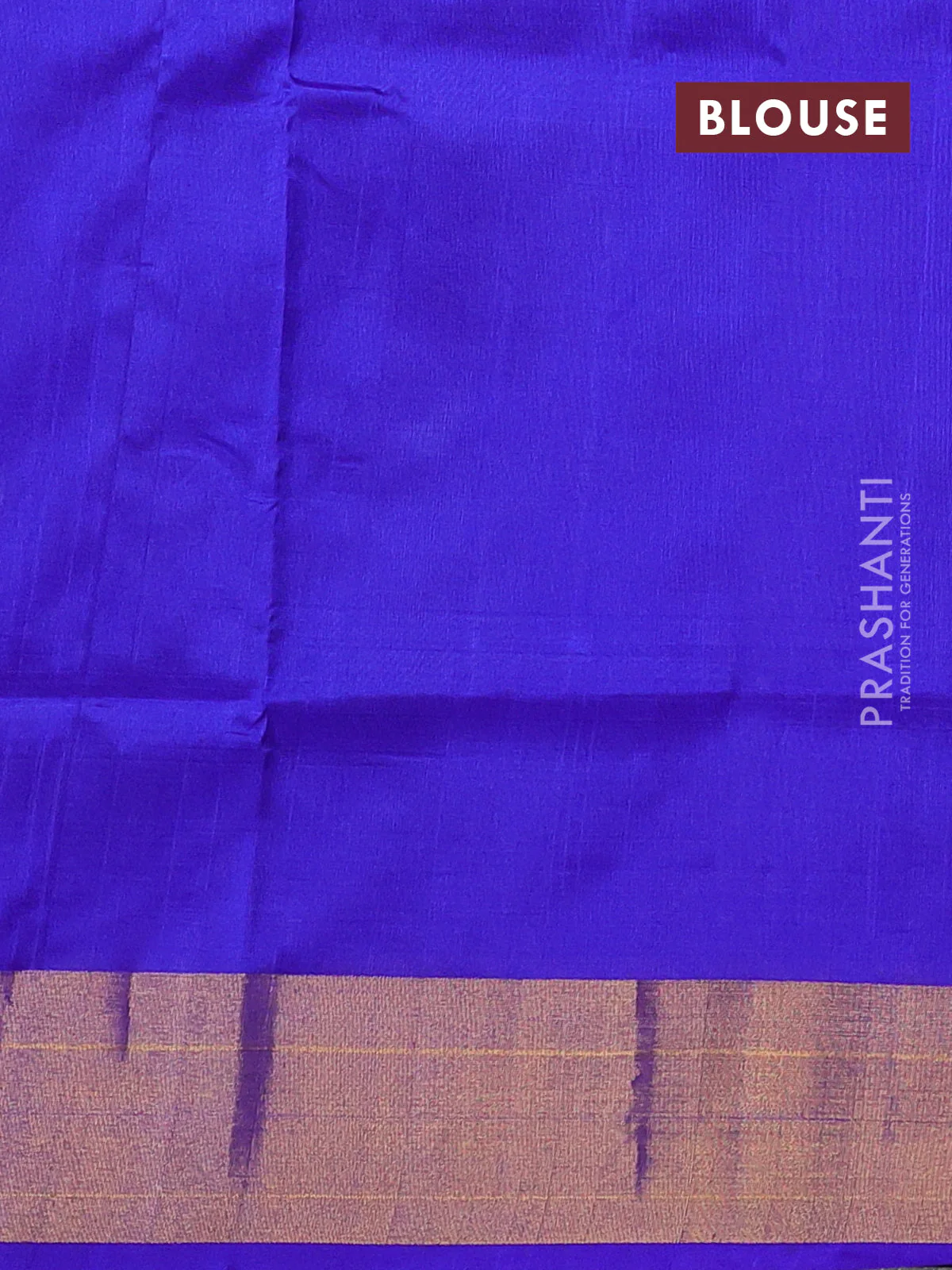 Pure uppada silk saree bluish grey and blue with silver & gold zari woven buttas and zari woven border - Image 3