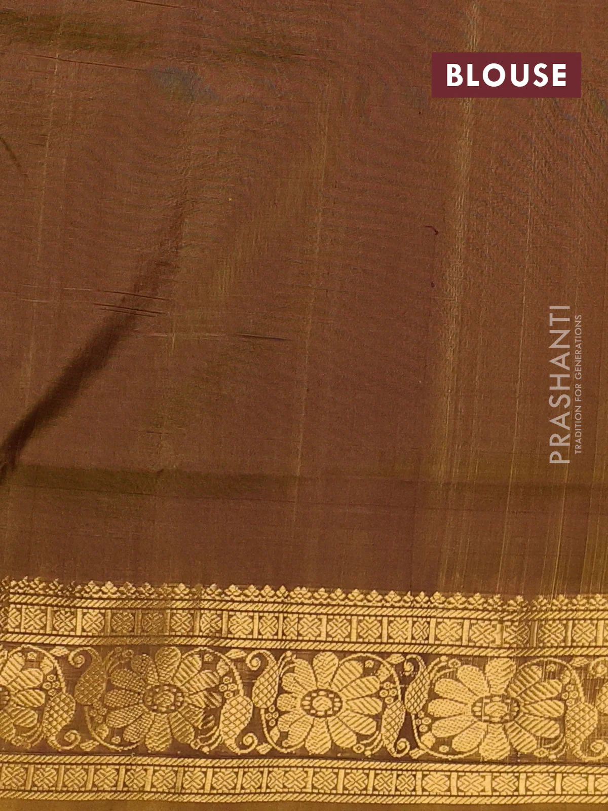 Pure uppada silk saree coffee brown and dark mustard with silver & gold zari woven floral buttas and zari woven floral border - Image 3