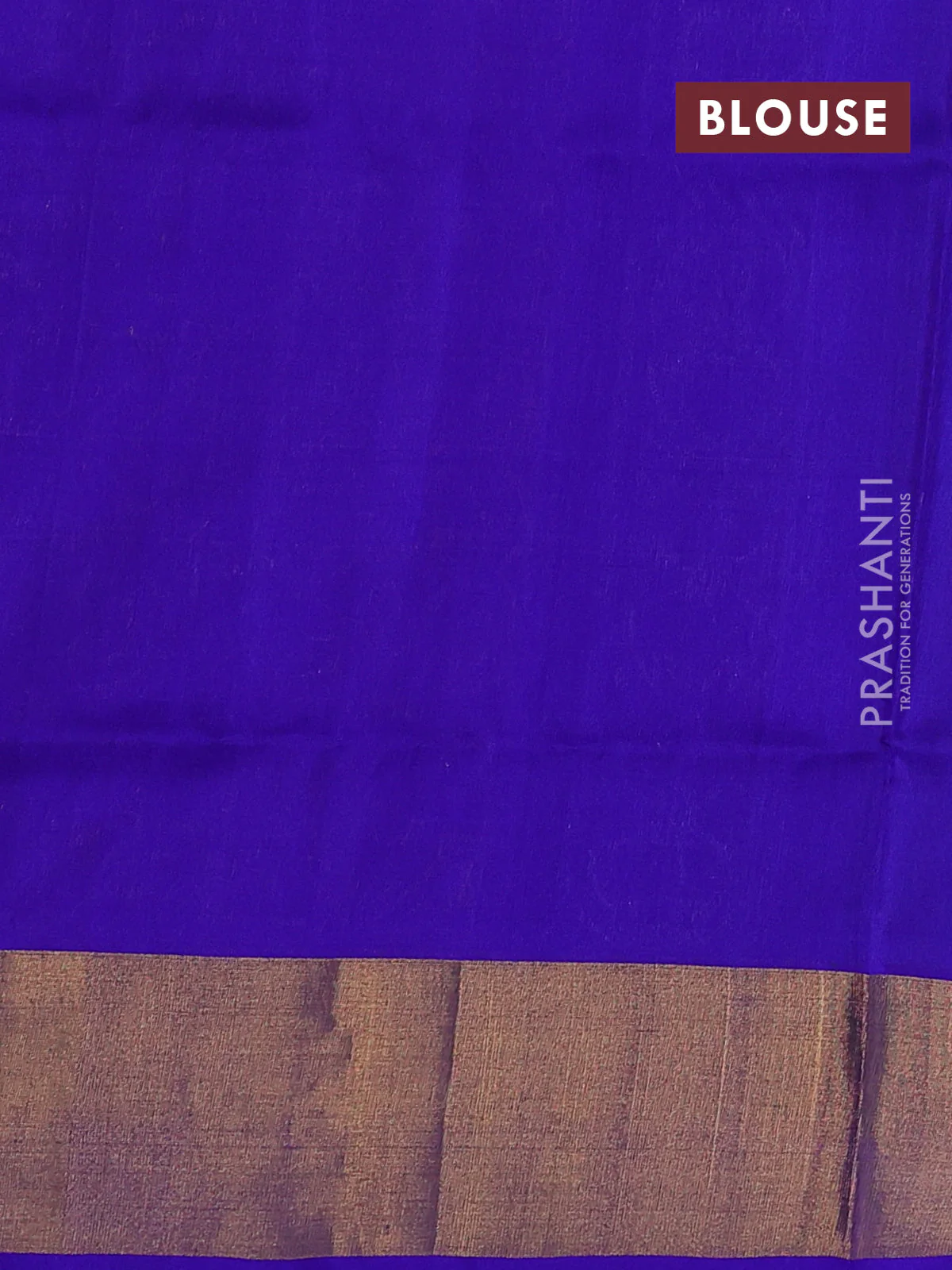 Pure uppada silk saree cs blue and blue with allover silver & gold zari weaves and zari woven border - Image 3
