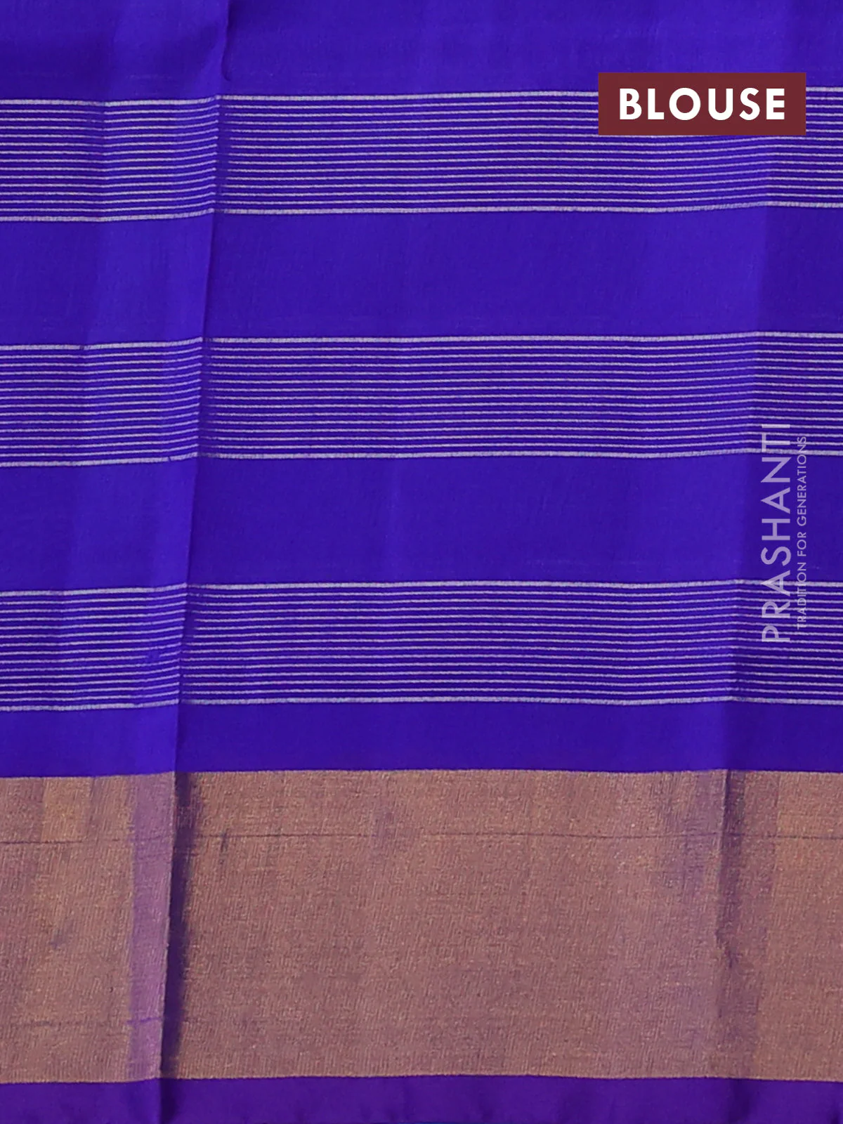 Pure uppada silk saree cs blue and blue with allover zari weaves and zari woven border - Image 3