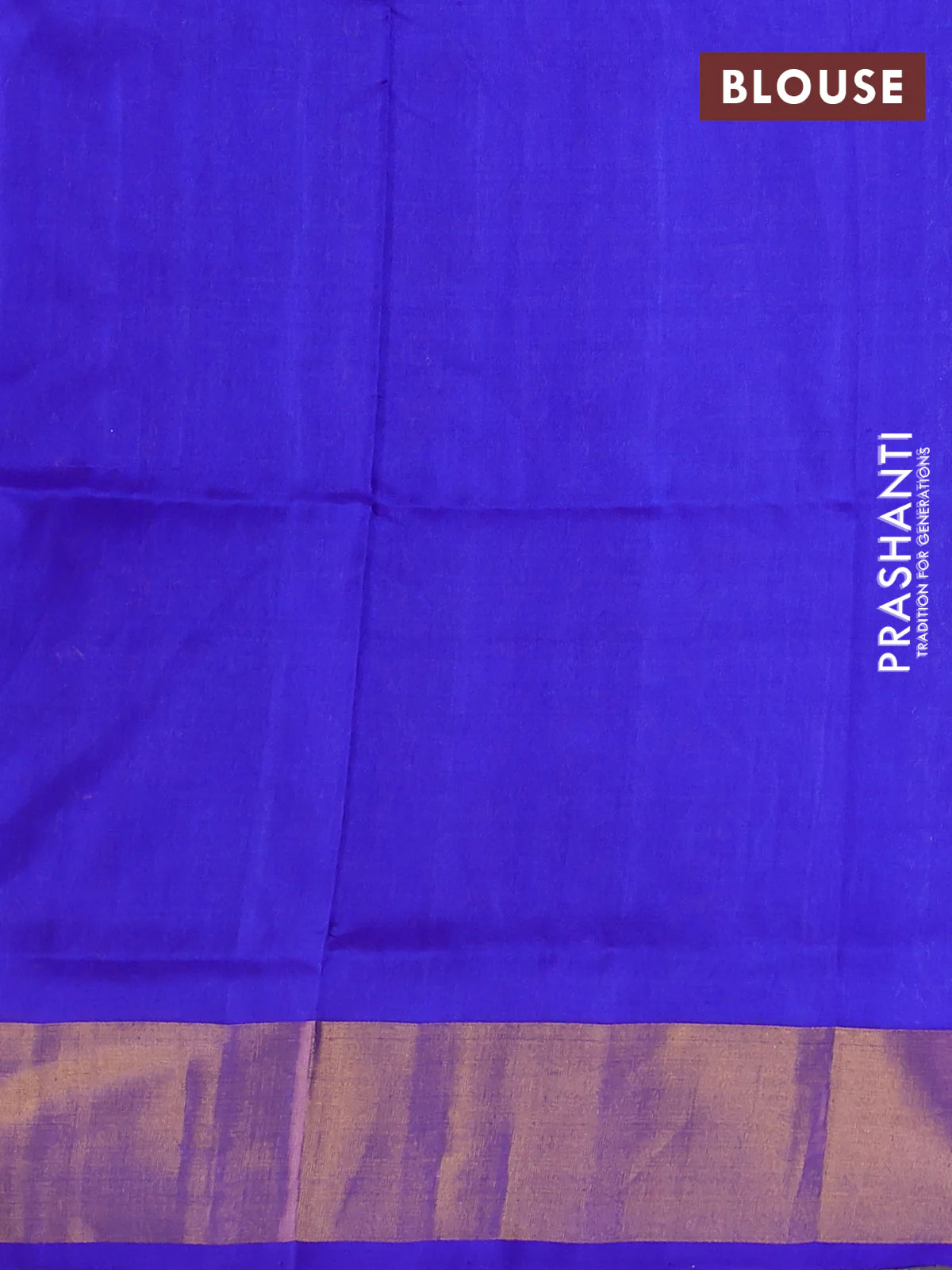 Pure uppada silk saree cs blue and blue with allover zari weaves and zari woven border - Image 3