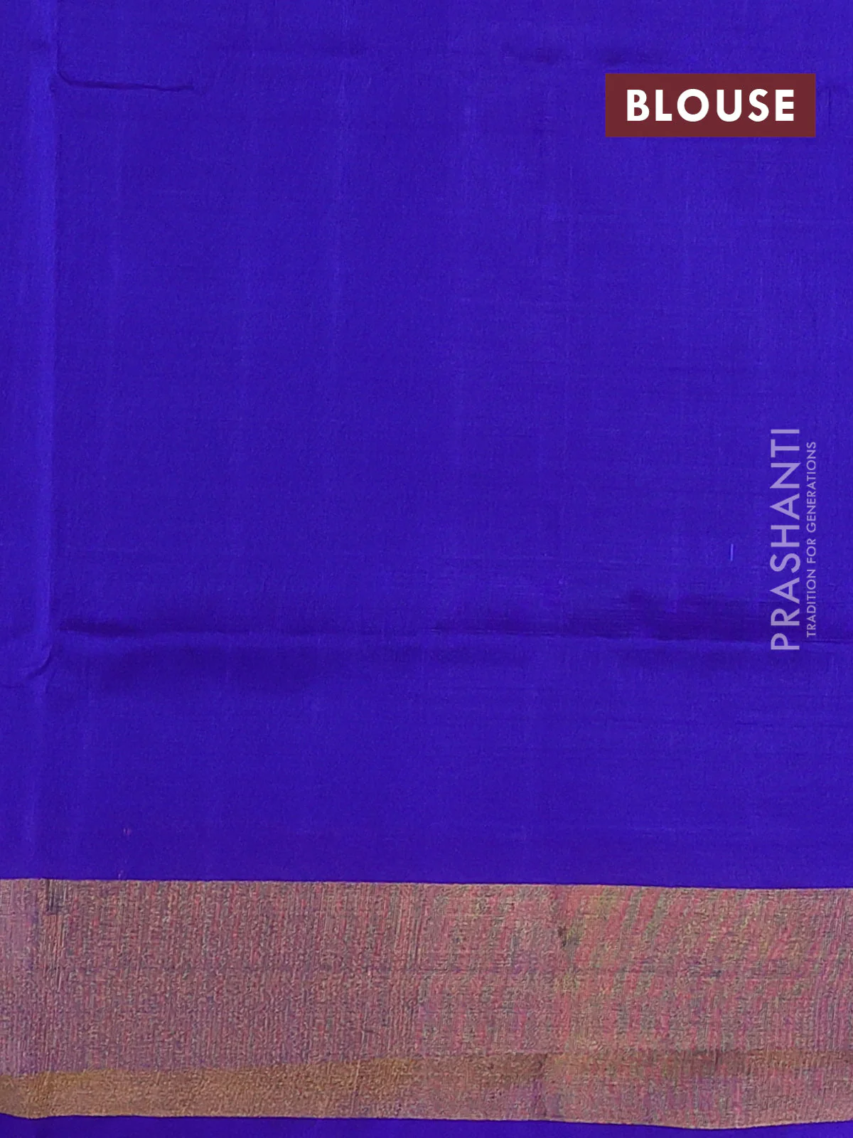 Pure uppada silk saree cs blue and blue with silver & gold zari woven buttas and zari woven border - Image 3