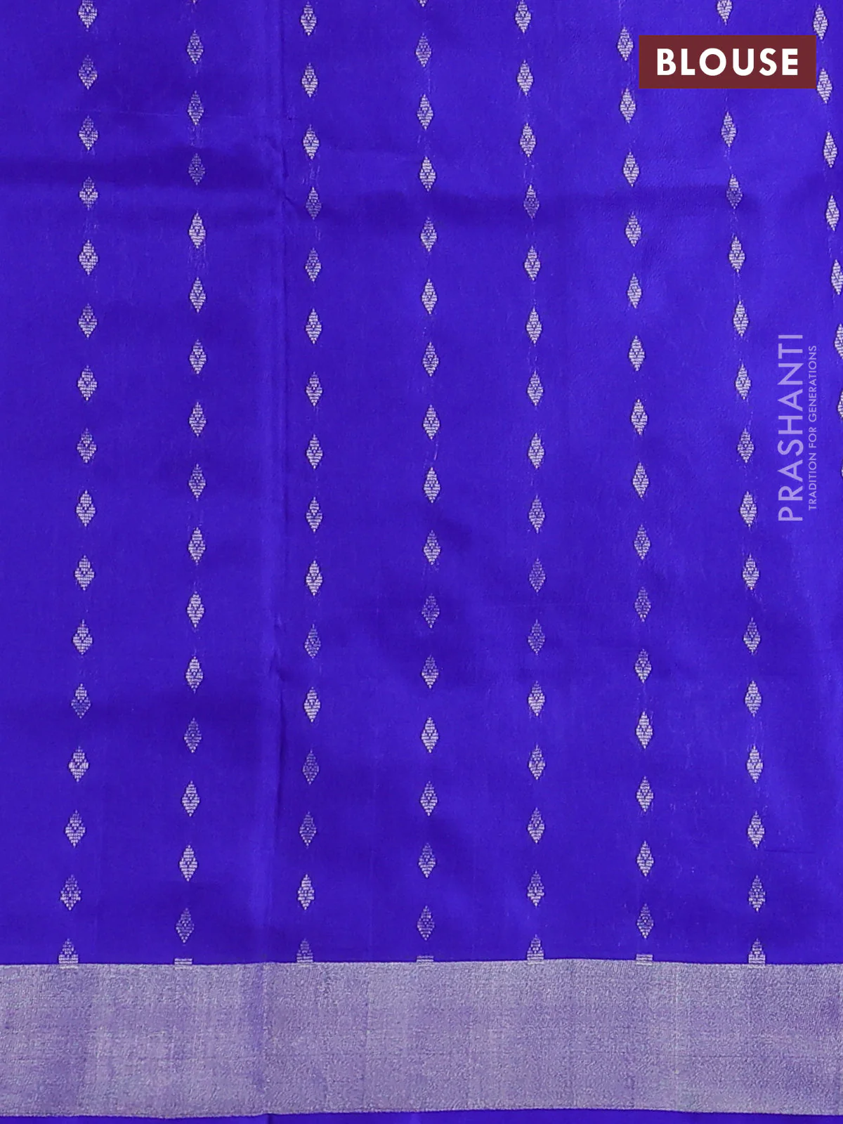 Pure uppada silk saree cs blue and blue with silver zari woven buttas and silver zari woven border - Image 3