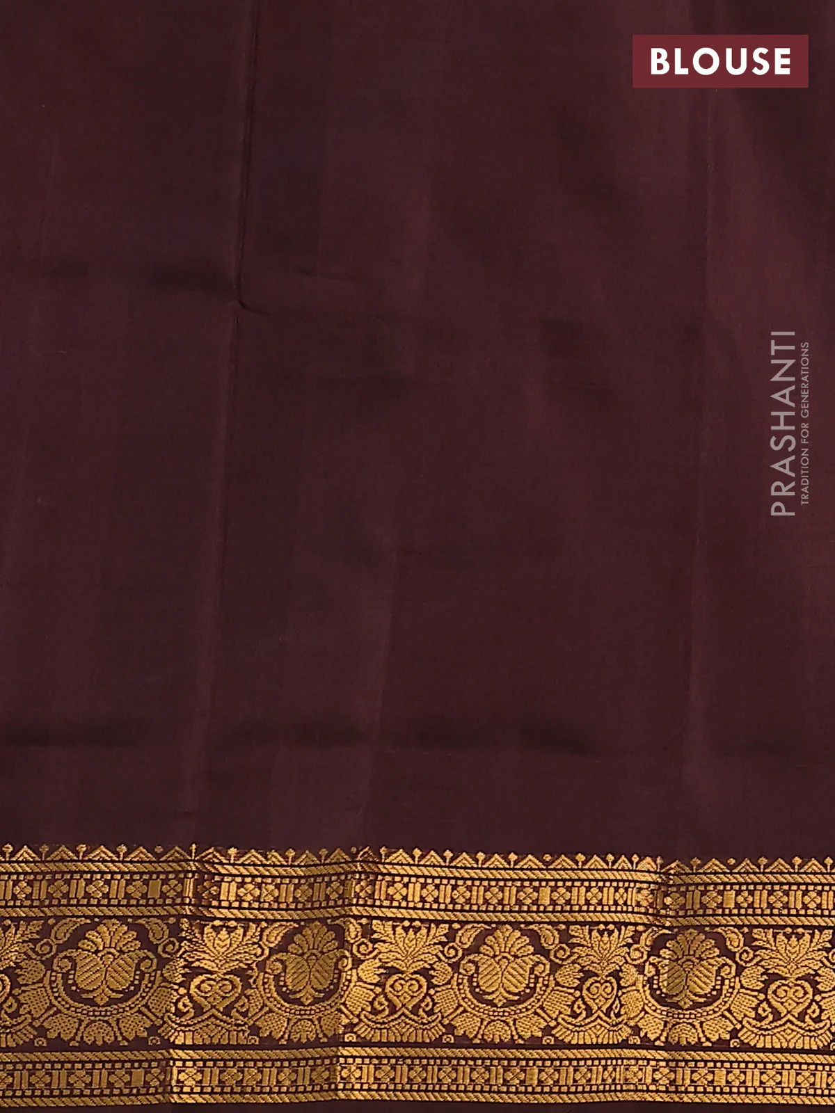 Pure uppada silk saree cs blue and brown with allover silver & gold zari woven buttas and zari woven border - Image 3