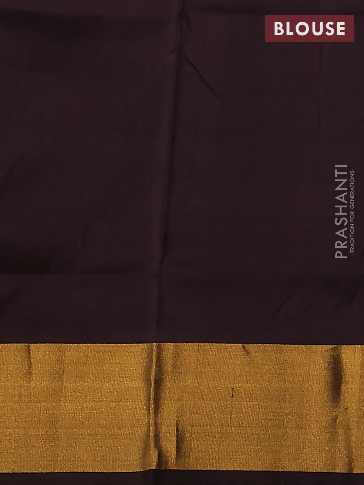 Pure uppada silk saree cs blue and coffee brown with allover silver & gold zari weaves and zari woven border - Image 3