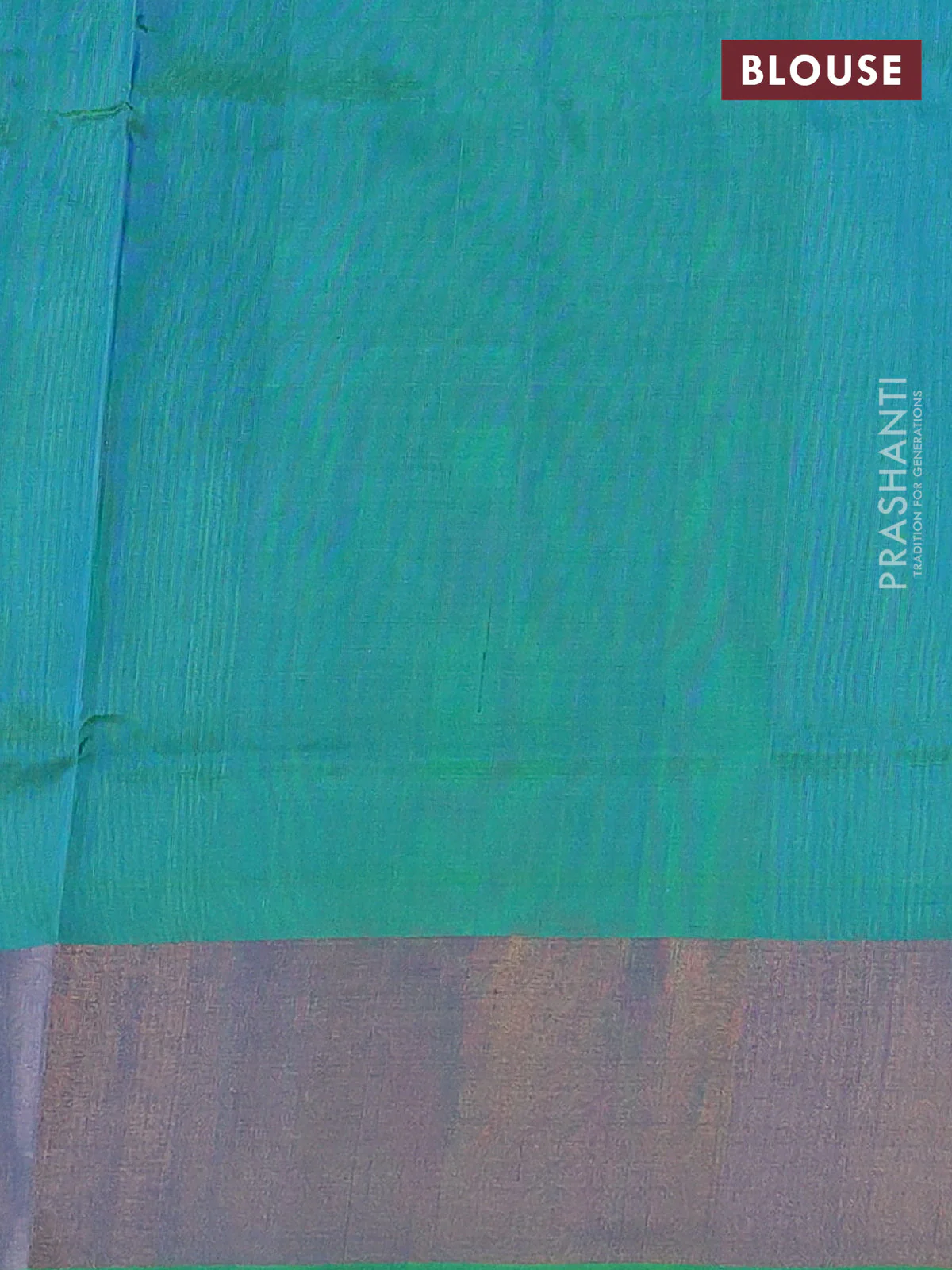 Pure uppada silk saree cs blue and dual shade of green with allover silver & gold zari weaves and zari woven border - Image 3