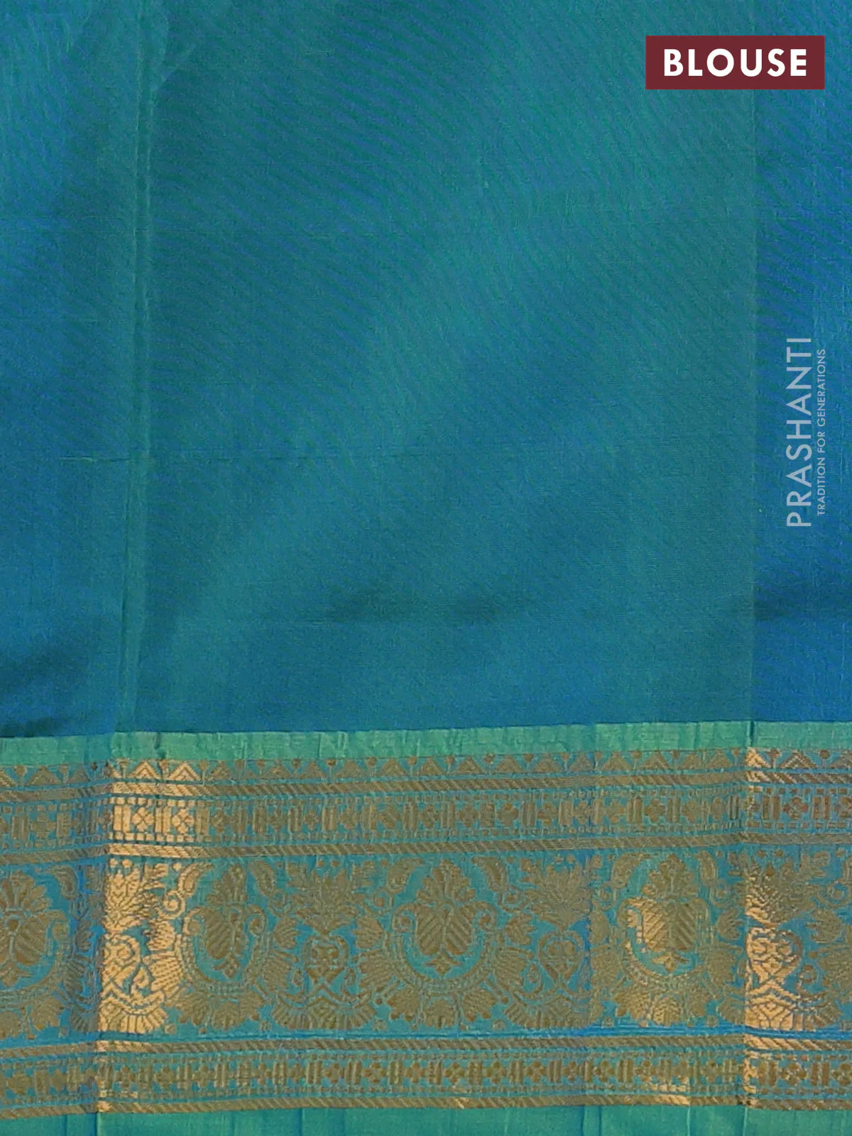 Pure uppada silk saree cs blue and dual shade of green with allover zari weaves and zari woven border - Image 3