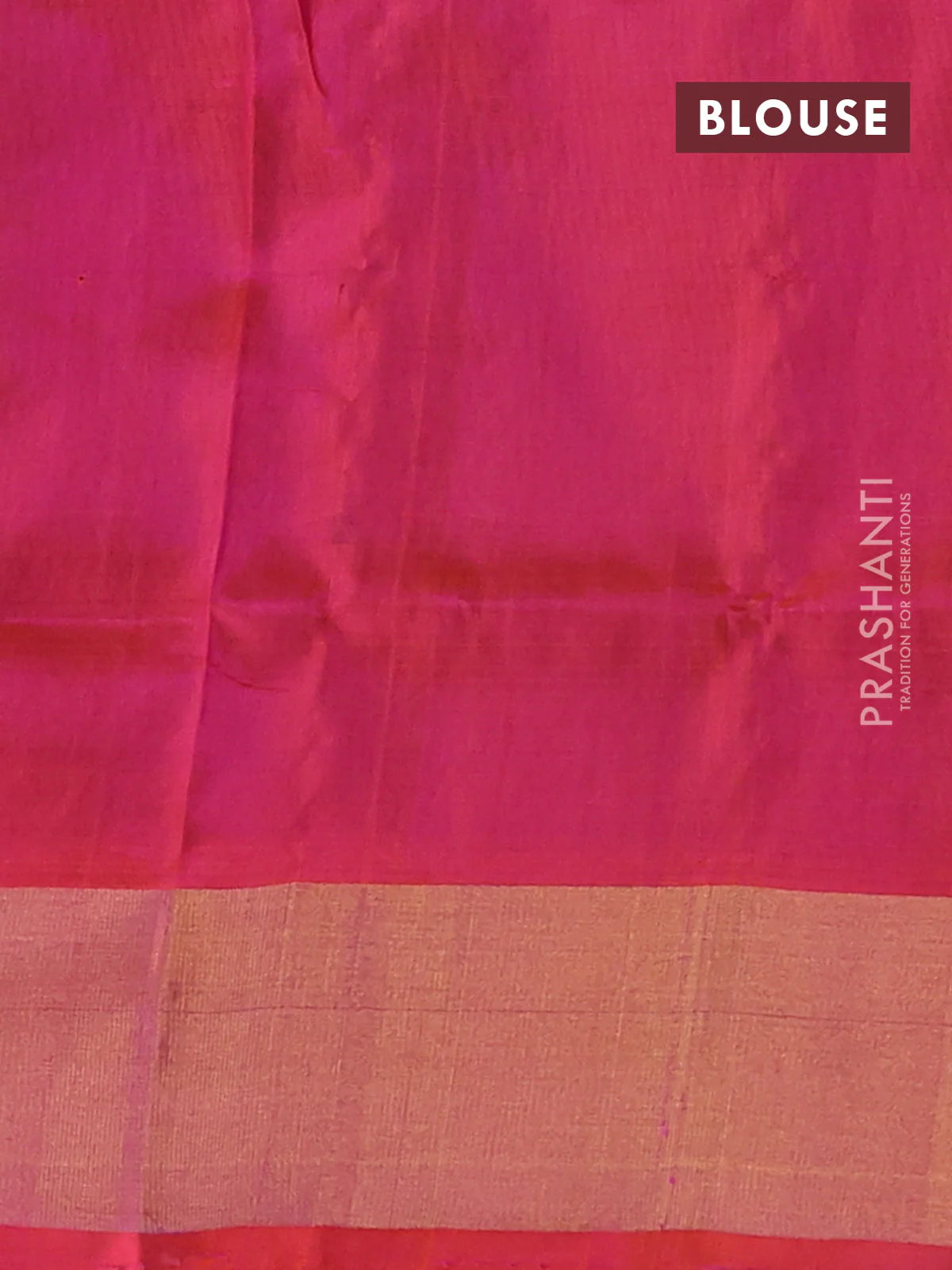 Pure uppada silk saree cs blue and dual shade of pinkish orange with silver & gold zari weaves and zari woven border - Image 3