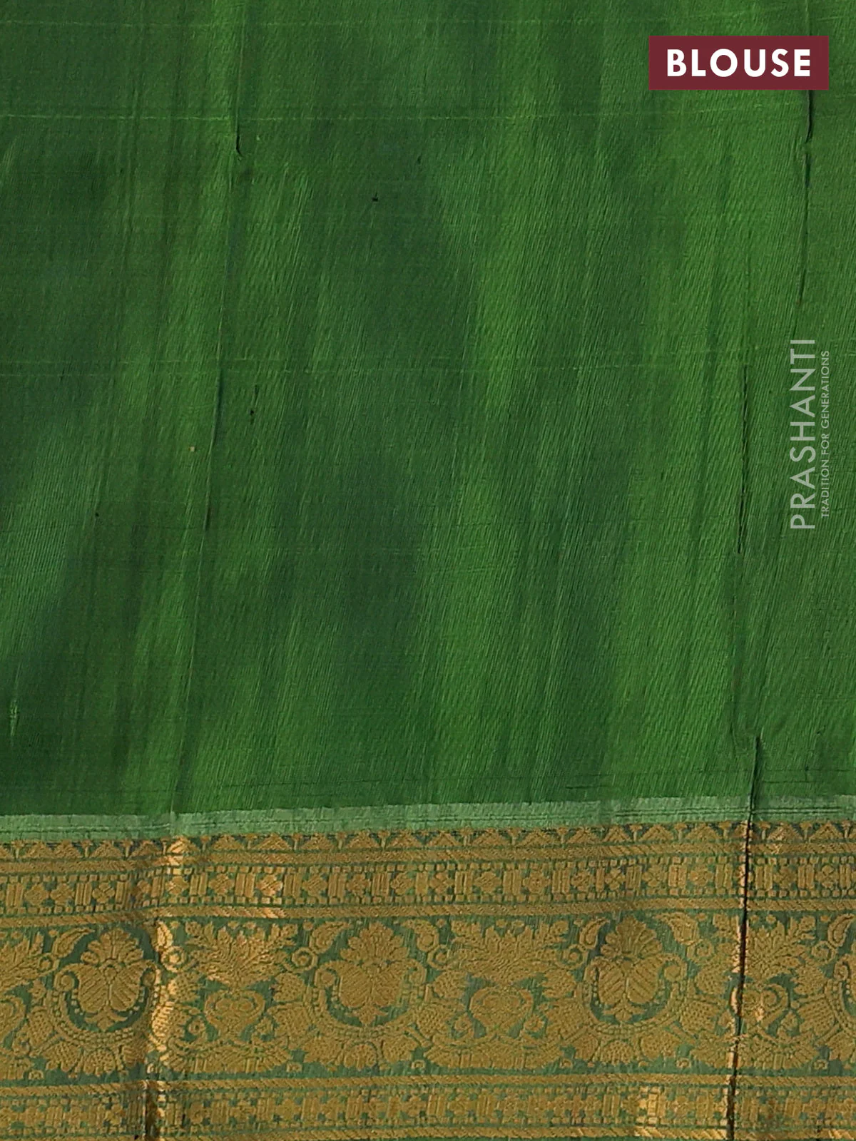 Pure uppada silk saree cs blue and green with allover zari weaves and zari woven border - Image 3