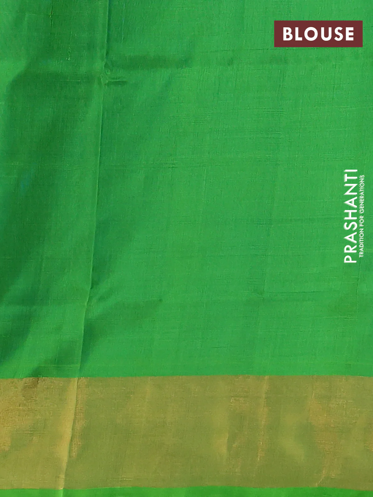 Pure uppada silk saree cs blue and green with silver & gold zari woven buttas and zari woven border - Image 3