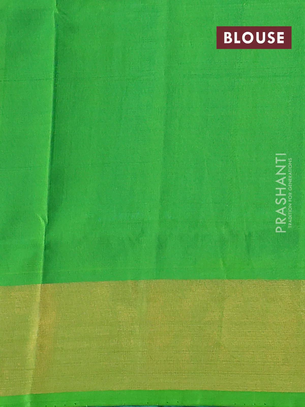 Pure uppada silk saree cs blue and light green with silver & gold zari woven buttas and zari woven border - Image 3
