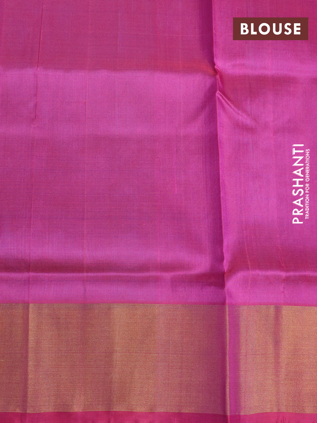 Pure uppada silk saree cs blue and pink with allover silver & gold zari weaves and zari woven border - Image 4