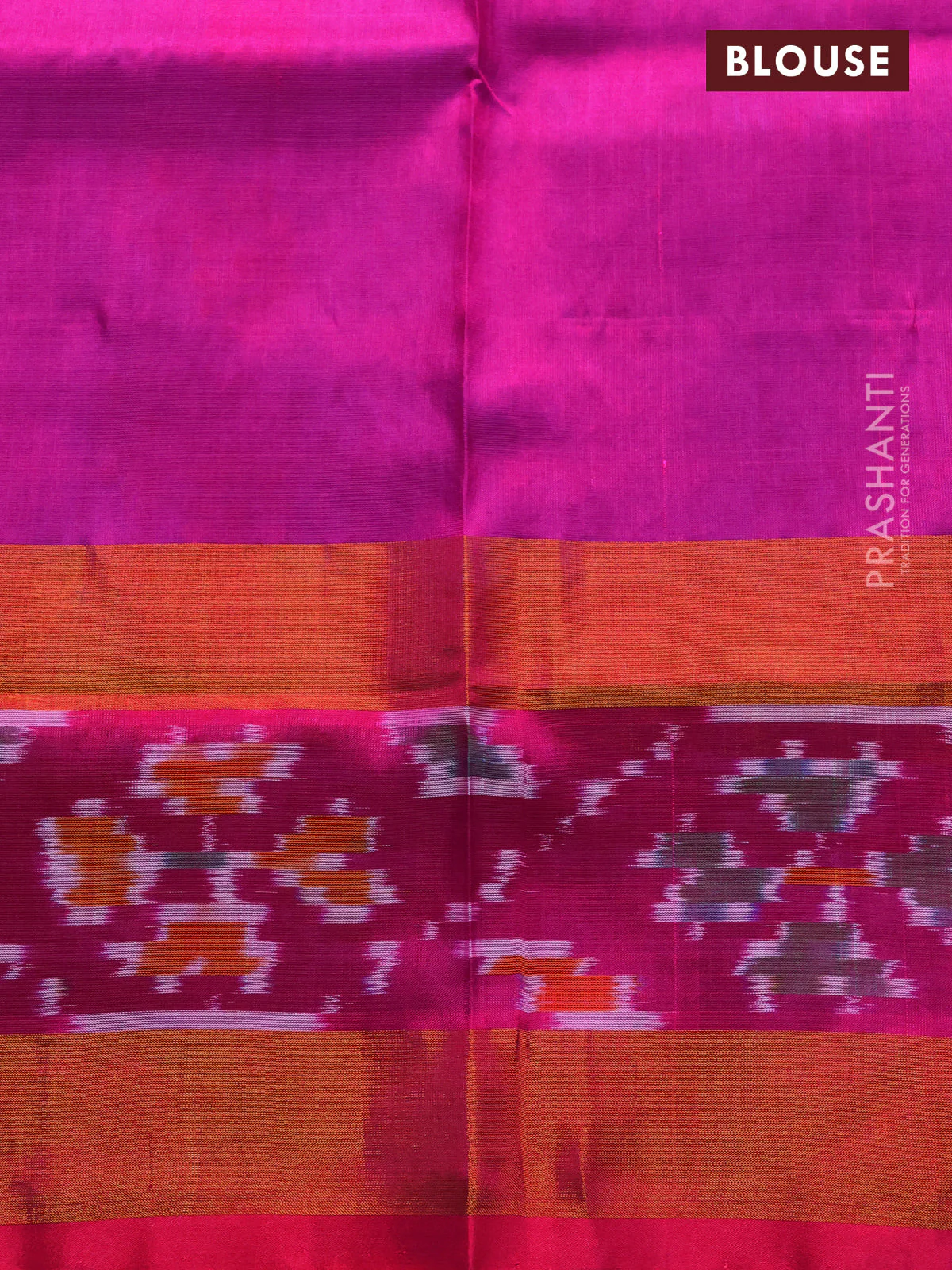 Pure uppada silk saree cs blue and pink with silver & gold zari weaves and zari woven ikat style border - Image 4