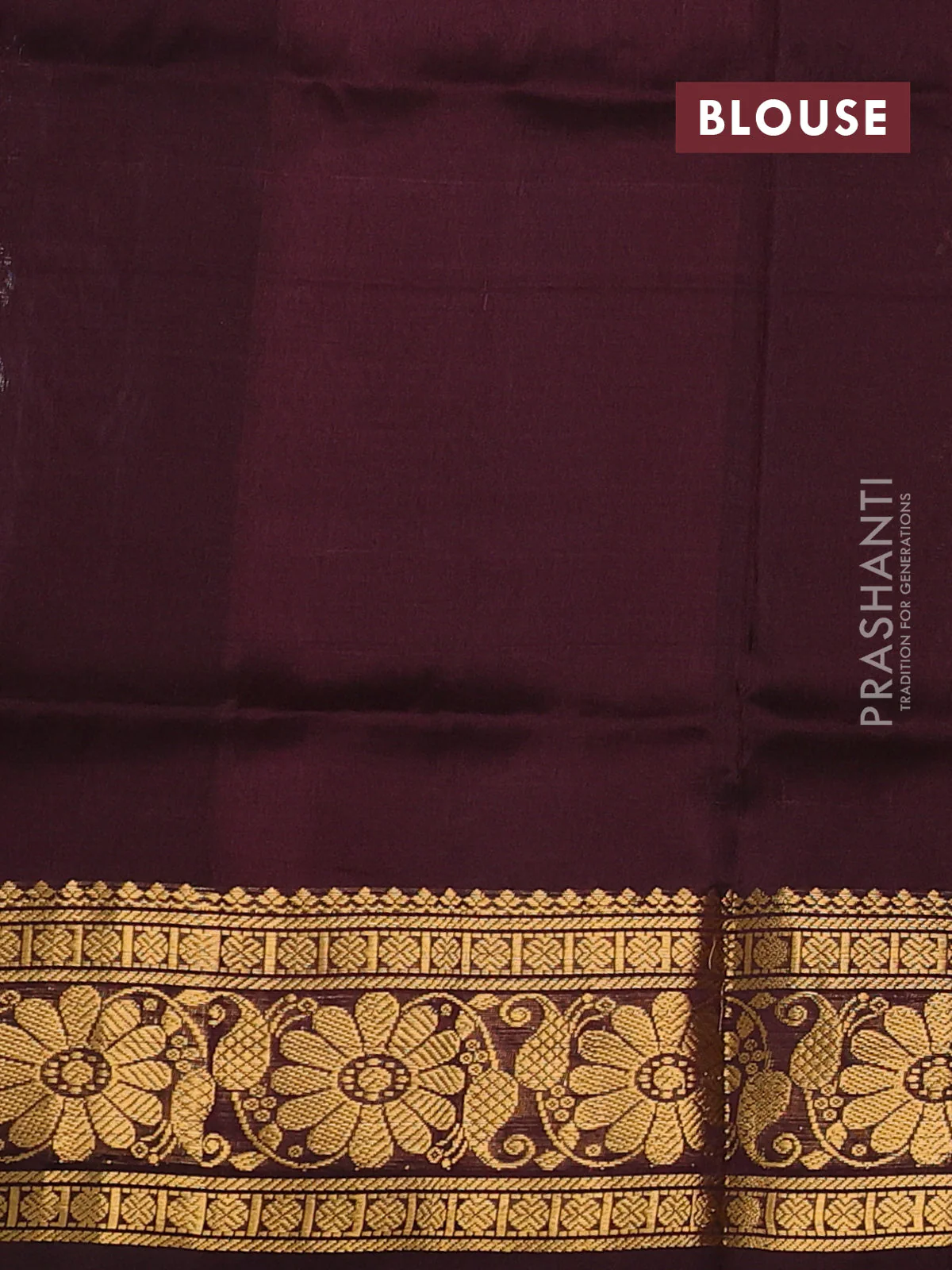 Pure uppada silk saree deep jamun and coffee brown with silver & gold zari woven floral buttas and zari woven floral border - Image 3