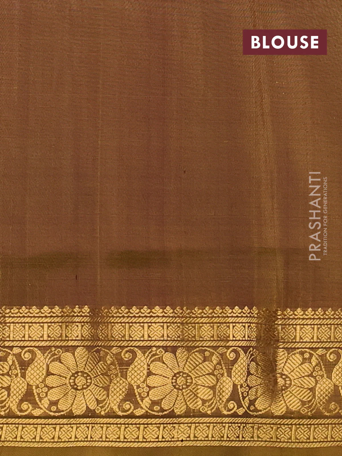 Pure uppada silk saree deep maroon and dark mustard with silver & gold zari woven floral buttas and zari woven border - Image 3