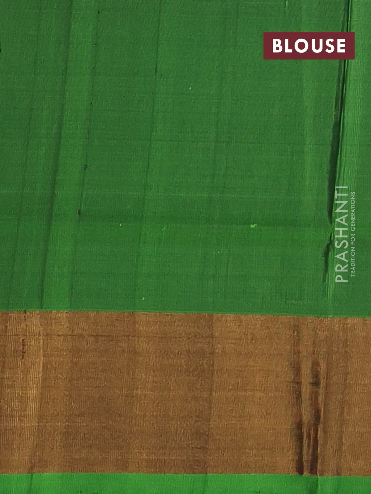 Pure uppada silk saree deep maroon and green with silver & gold zari woven buttas and zari woven border - Image 3