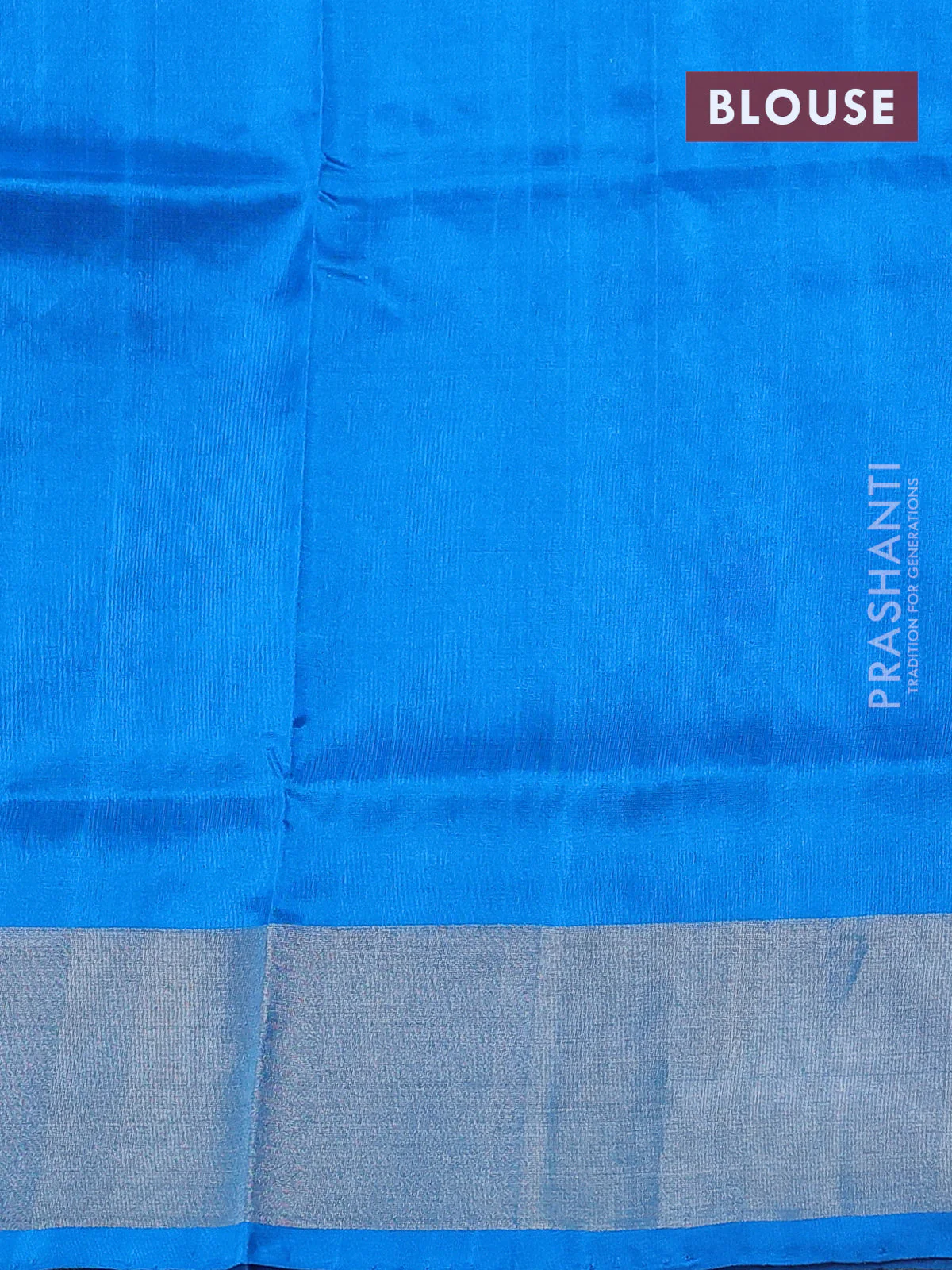 Pure uppada silk saree deep violet and cs blue with allover silver woven paisley buttas and long floral design silver zari woven border - Image 3