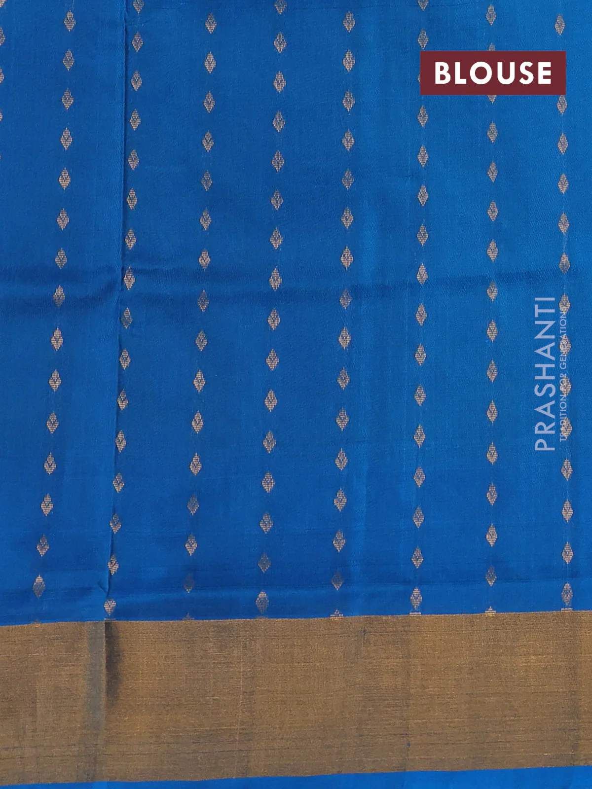 Pure uppada silk saree dual shade of green and cs blue with allover zari woven buttas and zari woven border - Image 3